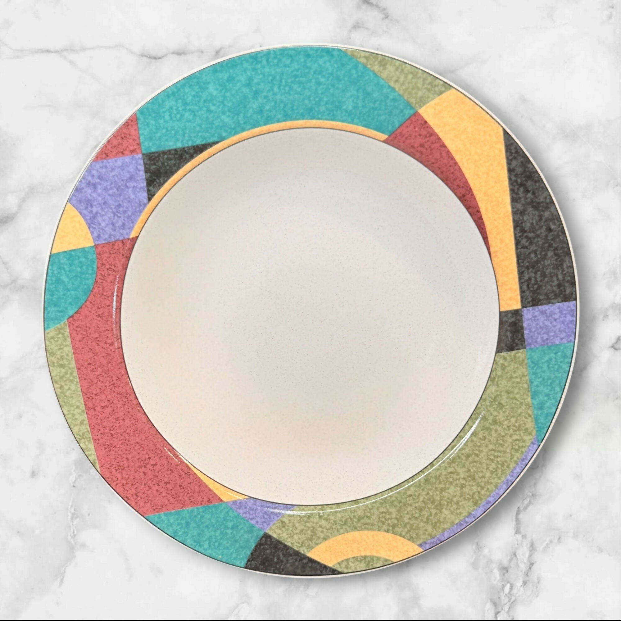 Studio Nova Impulse Rim Soup Bowls | Set of 4 | Vintage Geometric Design