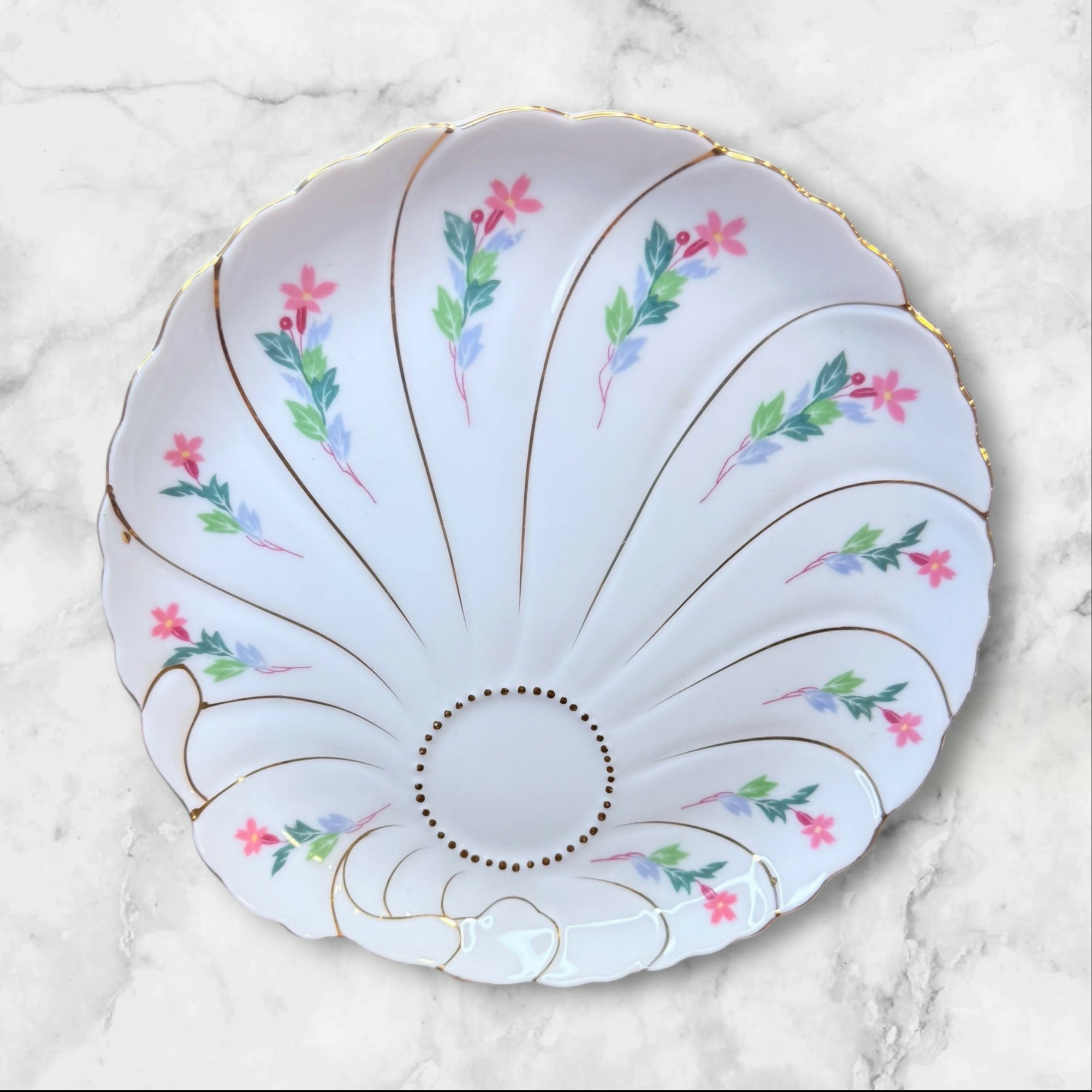 Giftcraft Japan Clamshell Floral Snack Plates | Set of 4 | Excellent Condition
