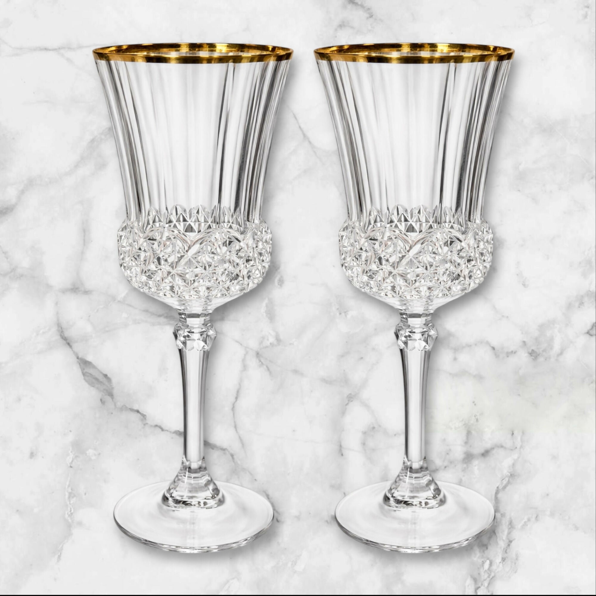 Cristal D’Arques Longchamp Gold Wine Glasses | Set of 5 | Excellent