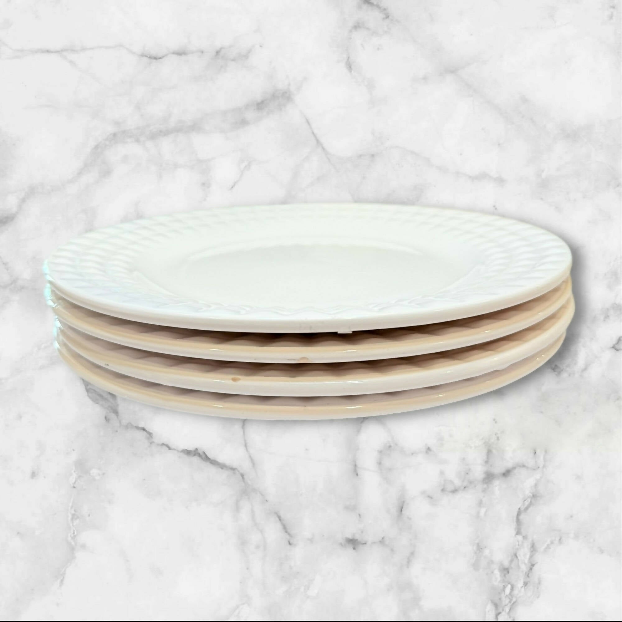 Coventry Stud White Dinner Plates | Set of 4 | Fair Condition | Gently Used