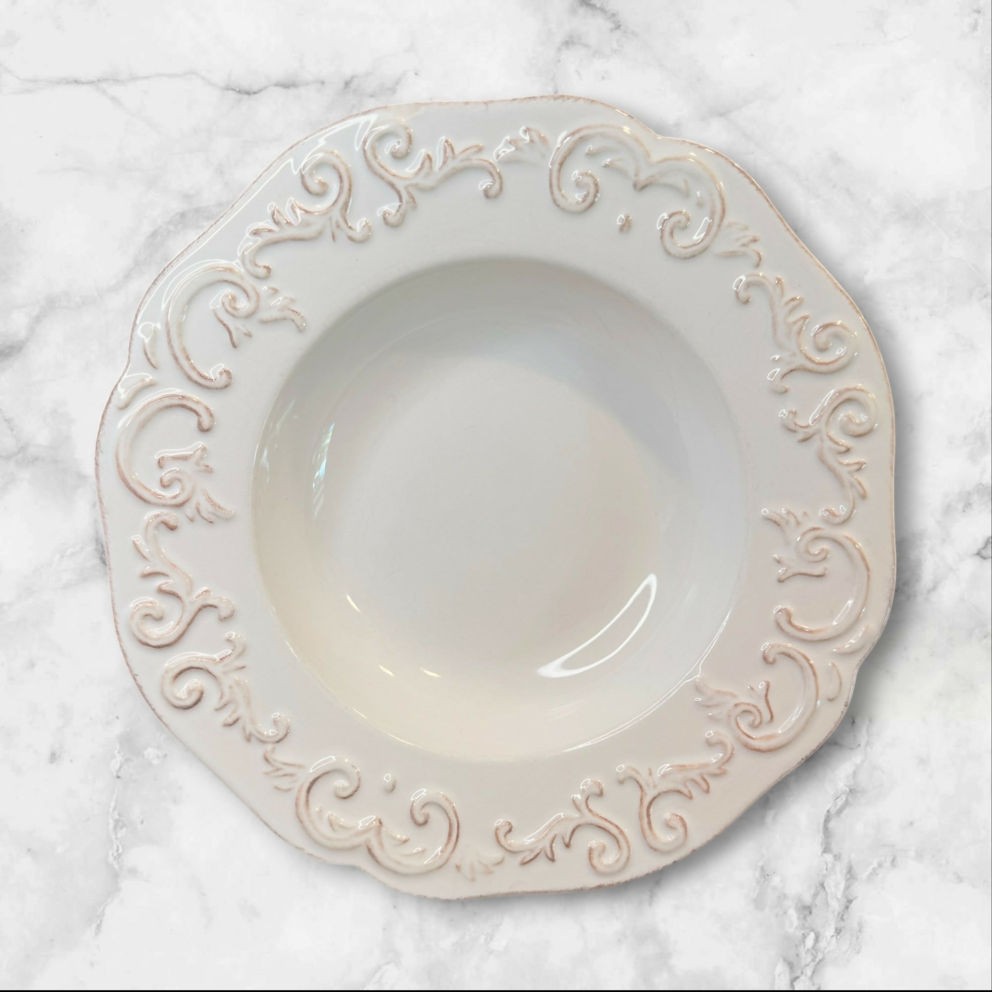 Sur La Table Baroque Embossed Pasta Bowls | Set of 4 | Gently Used