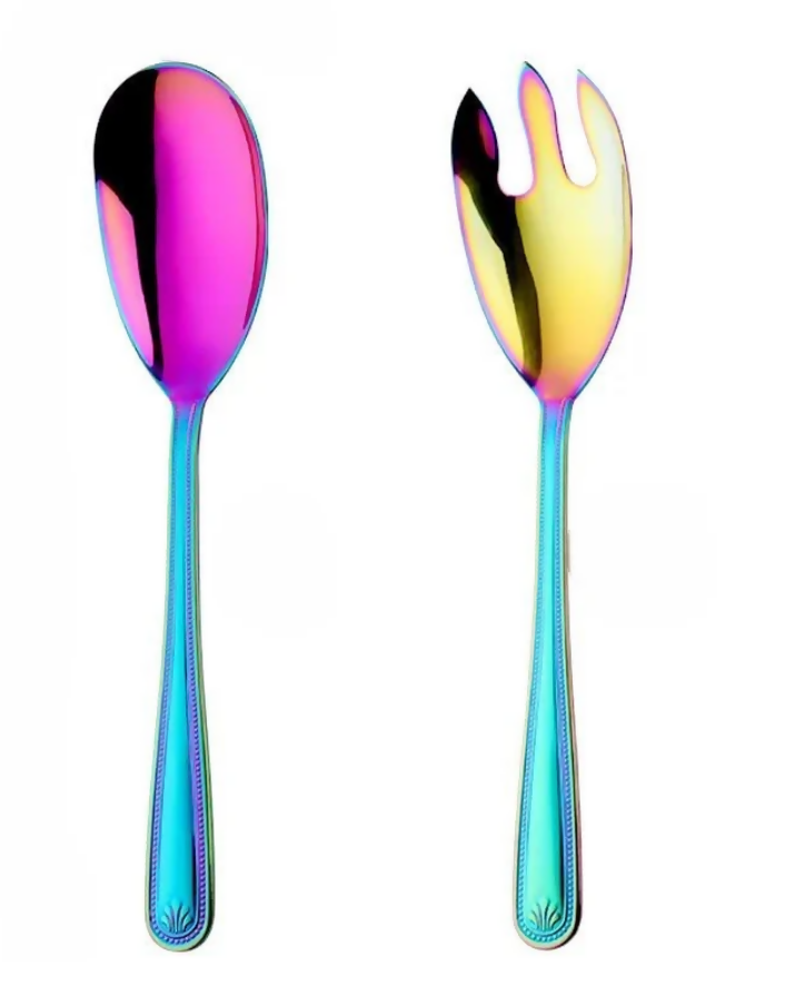 Anygleam Rainbow Giant Spoon & Fork Set – 2-Piece Stainless Steel