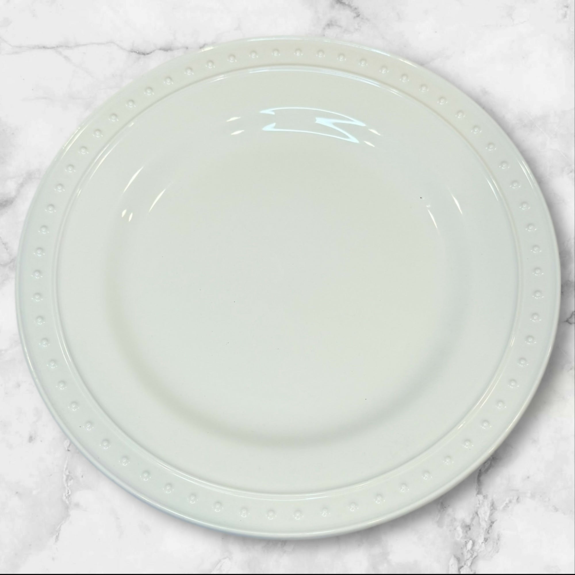 World Market Nantucket White Beaded Dinner Plates | Set of 5 | Excellent Condition