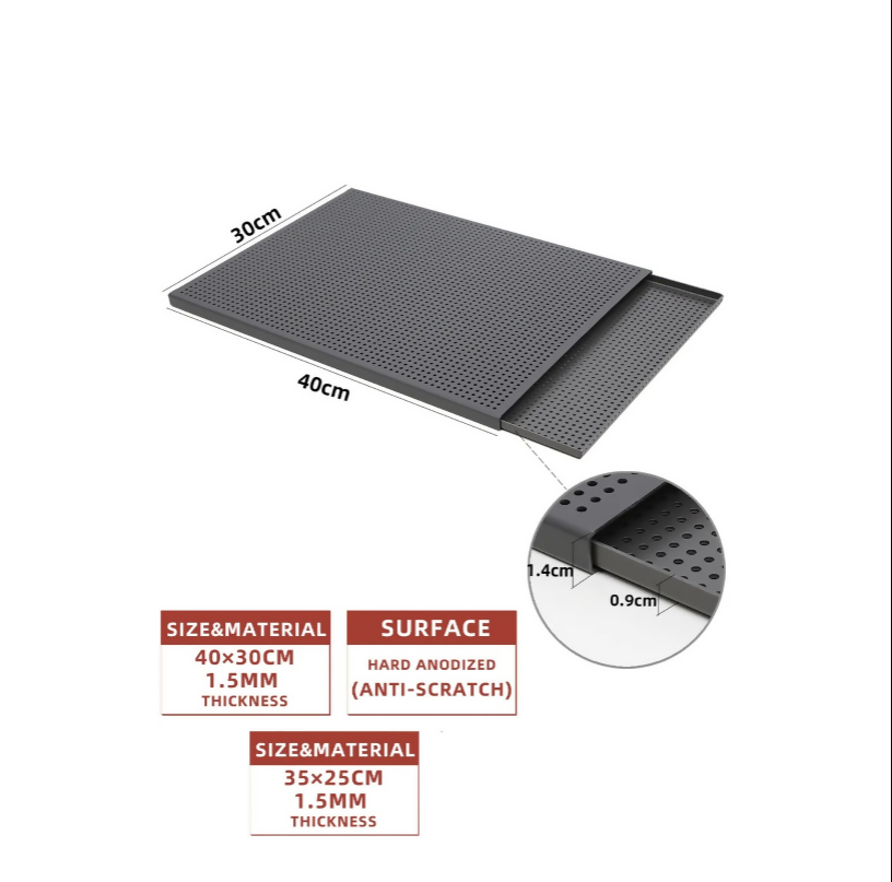 ANYGLEAM Baking Tray Black Rectangular Perforated Oven Pastry Sheet Pan With Hole