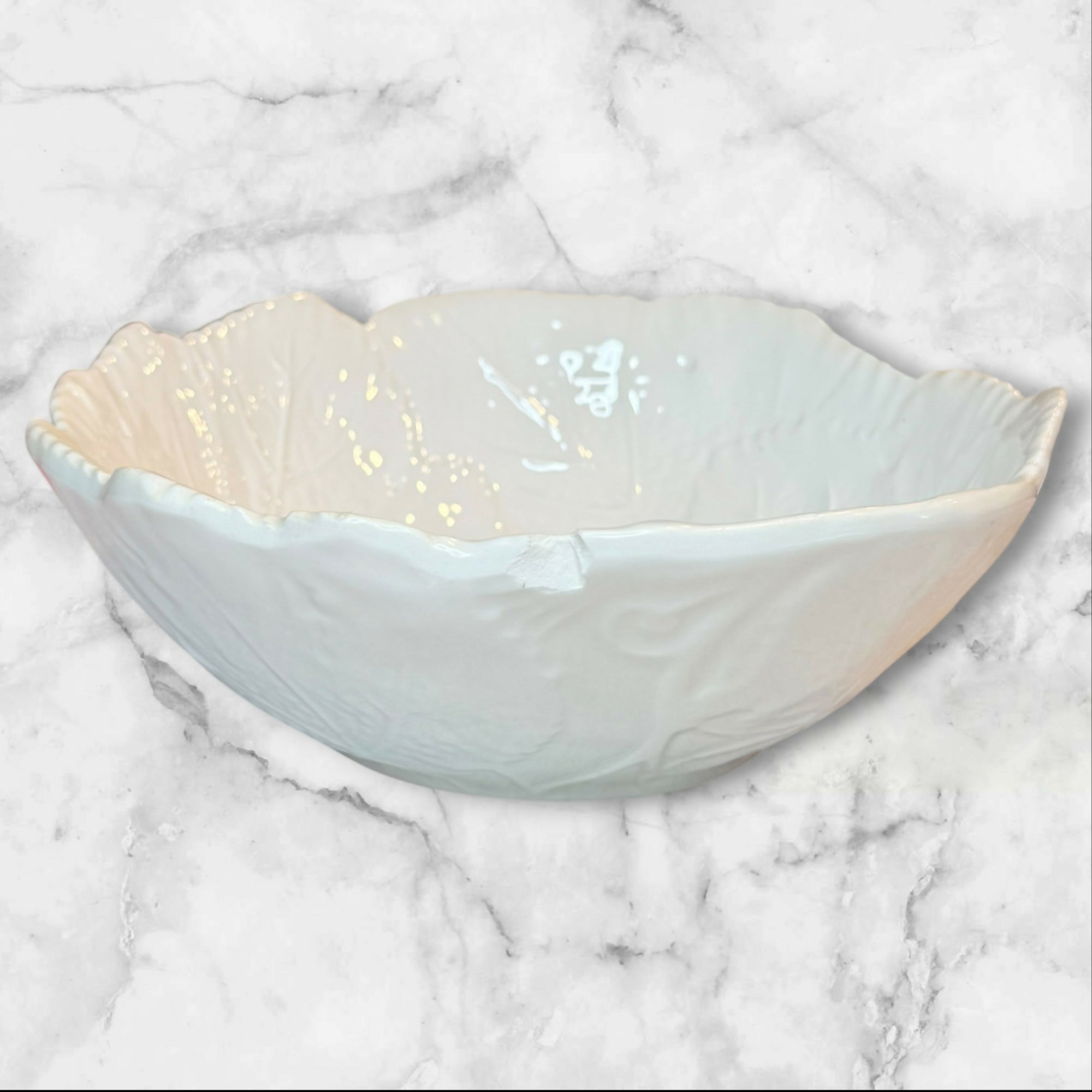 Italian Leaf Embossed Ceramic Bowls | Set of 4 | Made in Italy | Good Condition