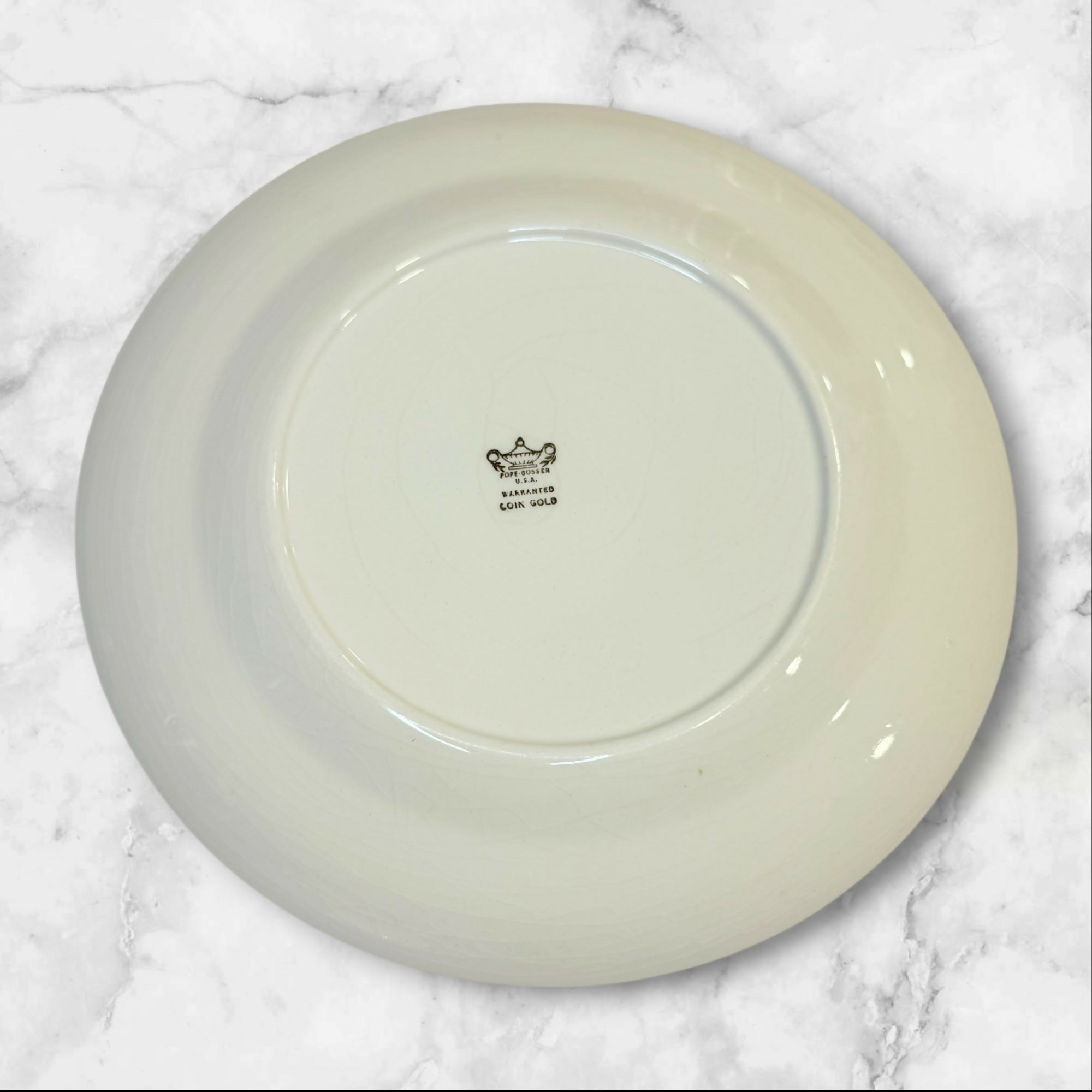 Pope Gosser Coin Gold Dinner Plates Set of 7 Vintage China Gently Used