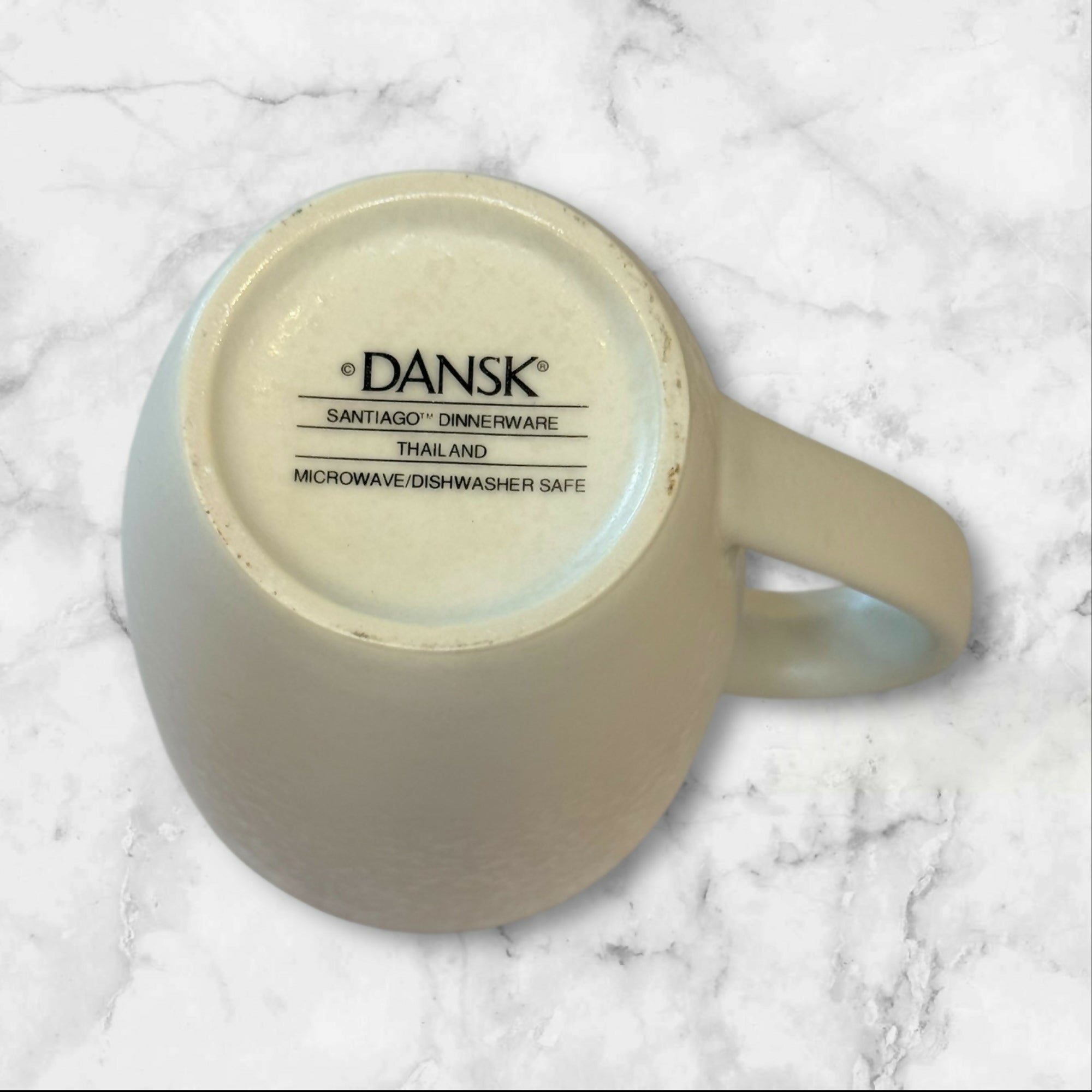 Dansk Santiago White Mug Tan Edge | Discontinued | Excellent Used
