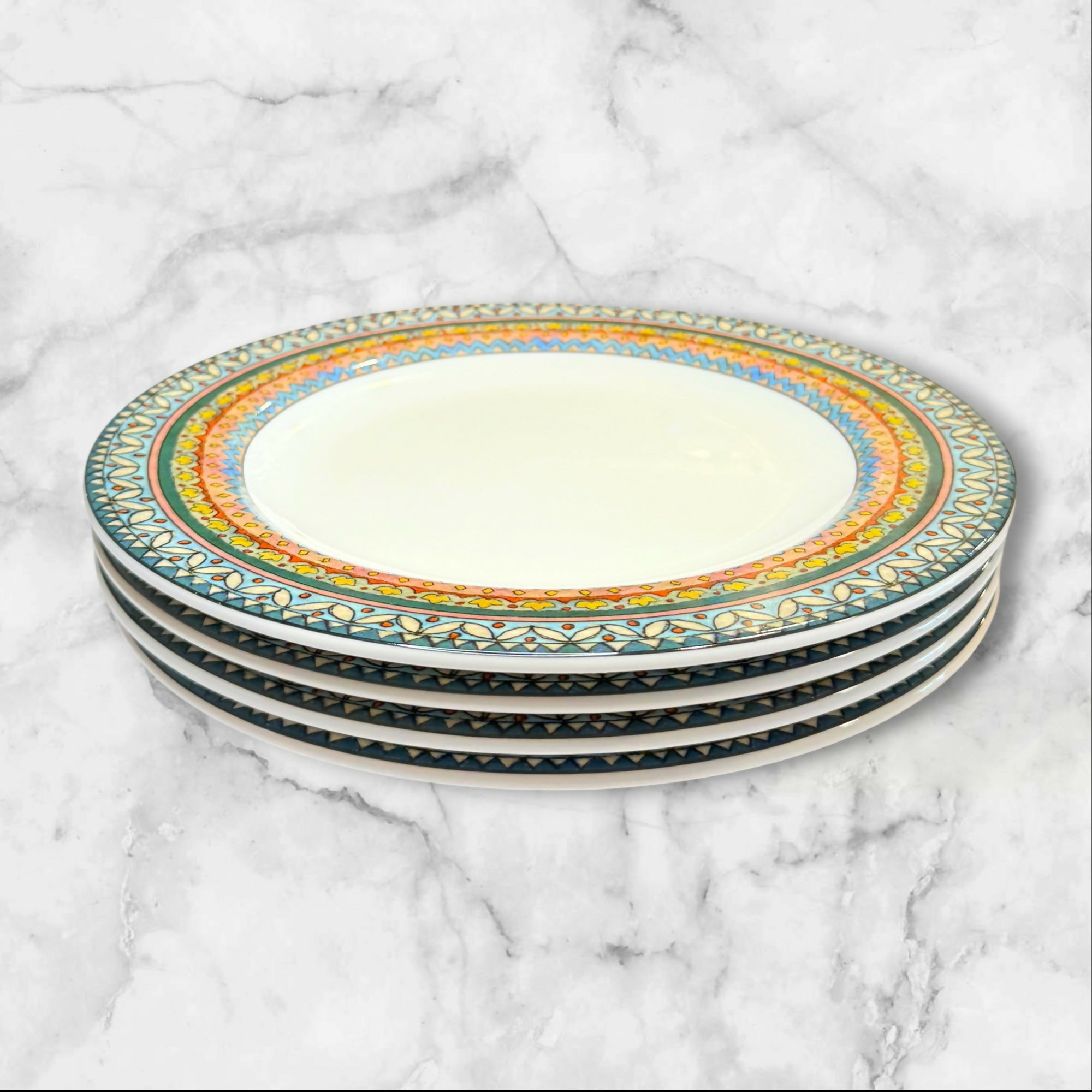 World Market Voyage Dinner Plates | Set of 4 | Excellent Condition