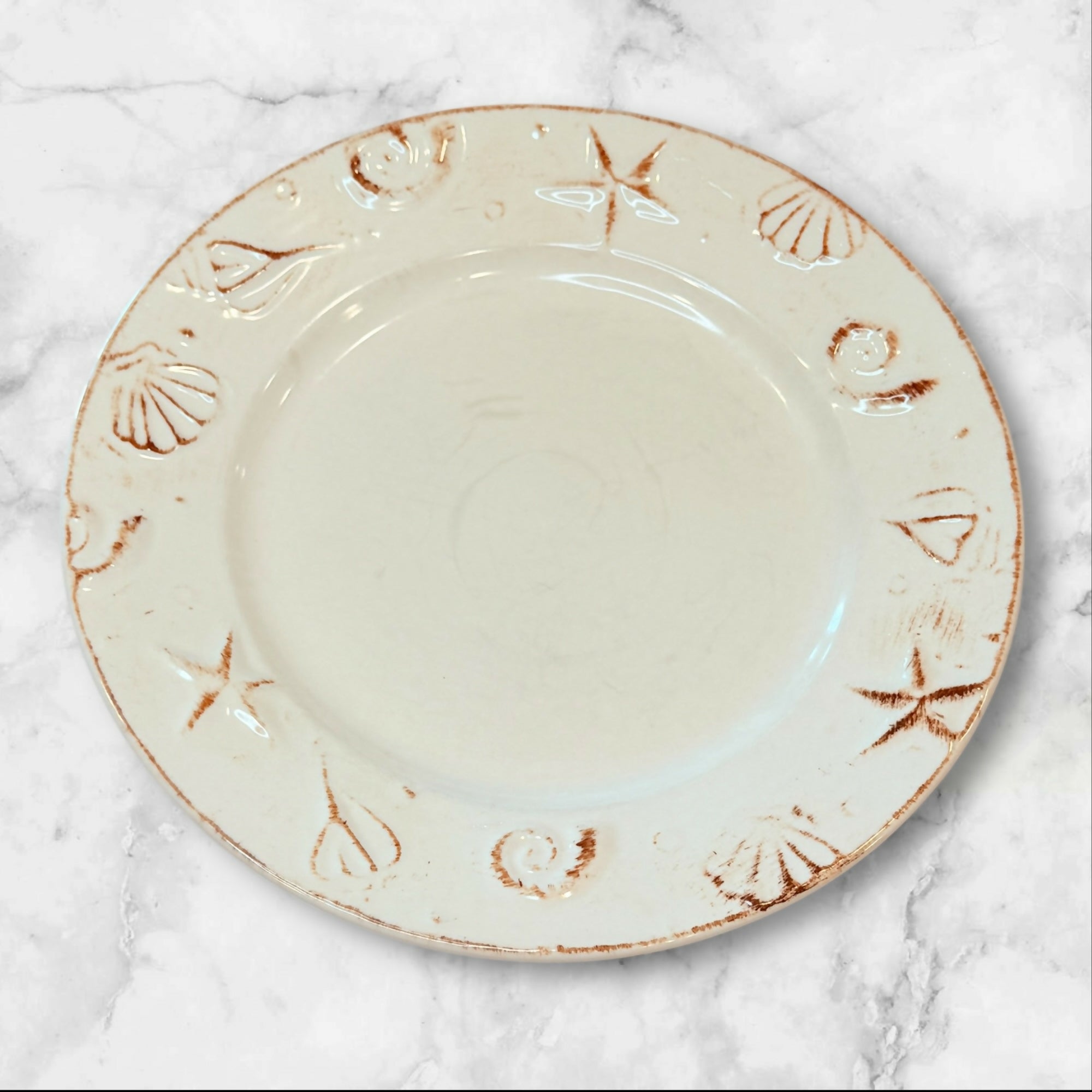 Thomson Hampton Dinner Plates Set of 6 | Coastal Embossed | Fair Condition