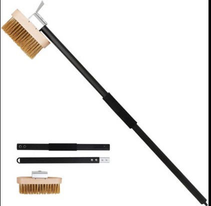 Anygleam Black 81cm Oven Copper Brush with Metal Scraper Tool and Length Adjustable Handle Cleaning Accessories