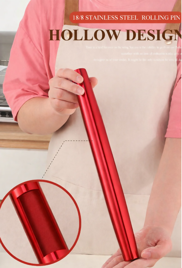 Anygleam Red Rainbow Stainless Steel Rolling Pin – 1 Pc Professional Buffet & Restaurant Kitchenware
