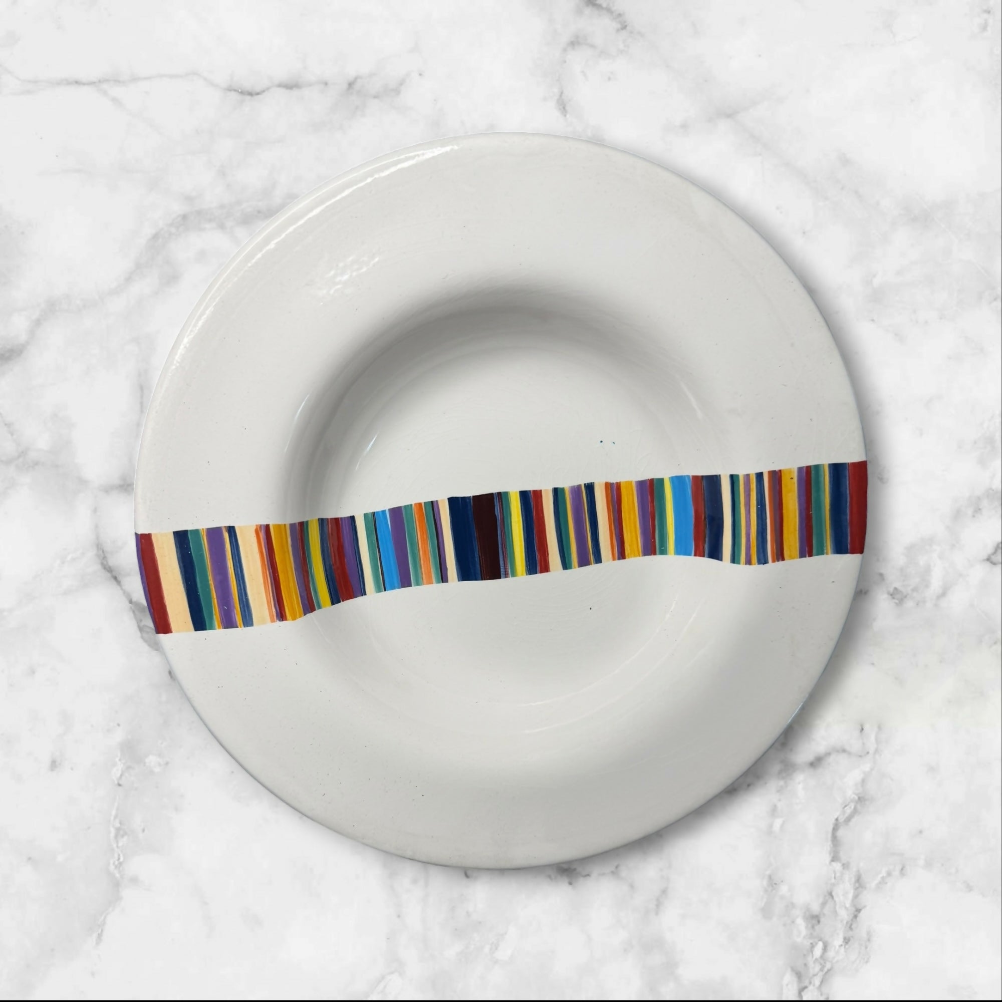 Tabletops Unlimited Havana Rim Soup Bowls Set of 4 | Colorful Stripe | Great Condition