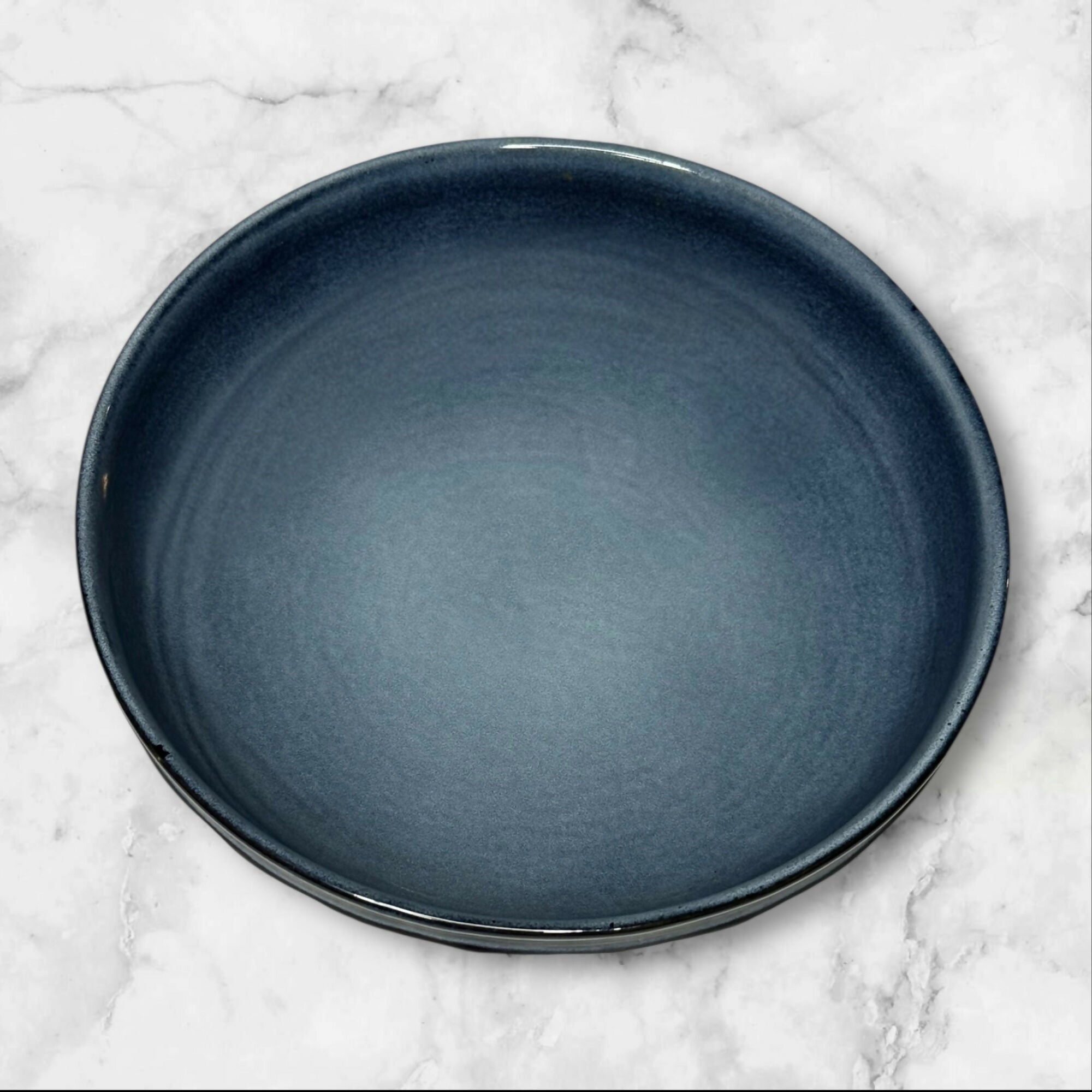 Crate & Barrel Cove Indigo Blue Glazed Stoneware Serving Bowl | Excellent Cond