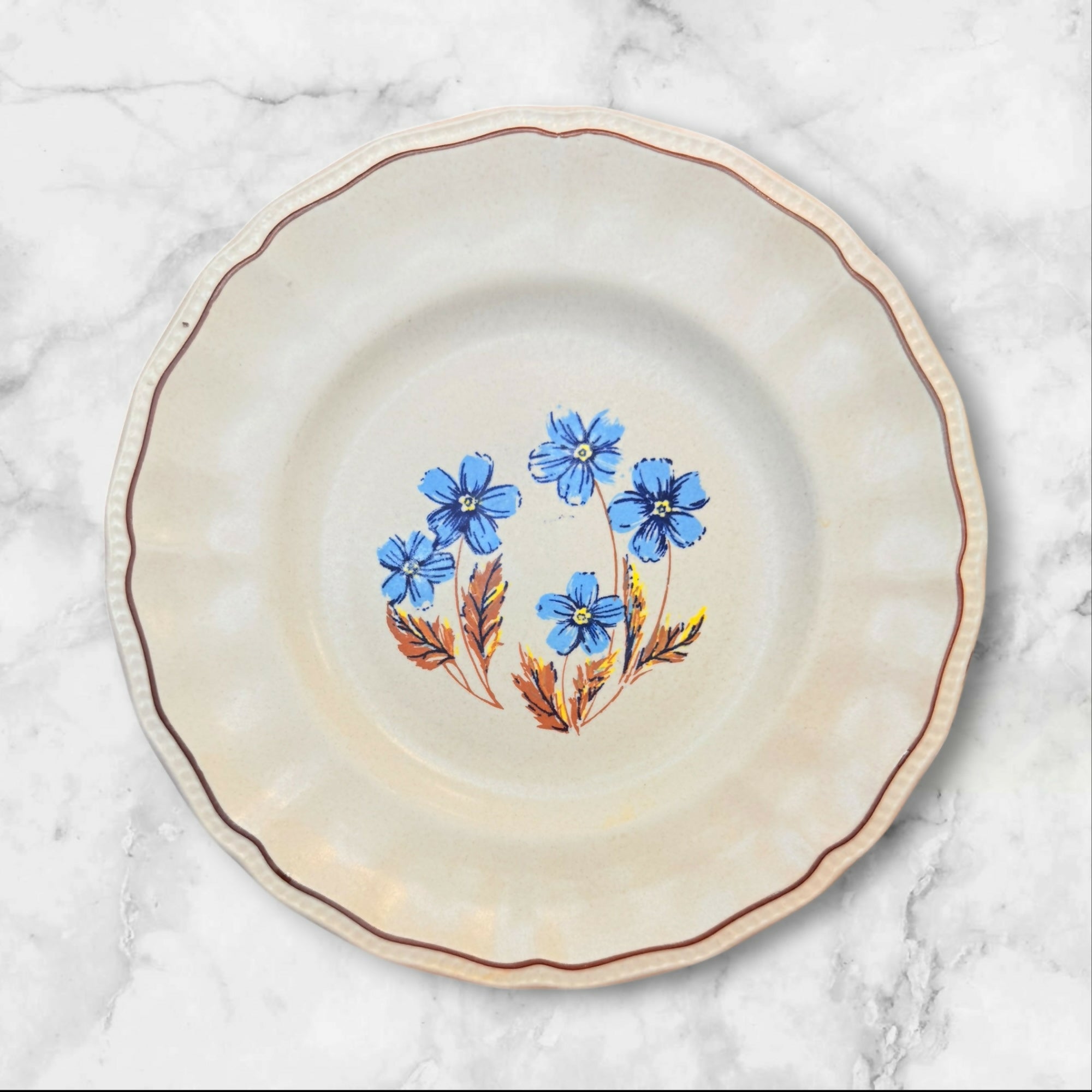 Kensington England Blue Floral Ironstone Dinner Plates Set of 4 | Good Condition