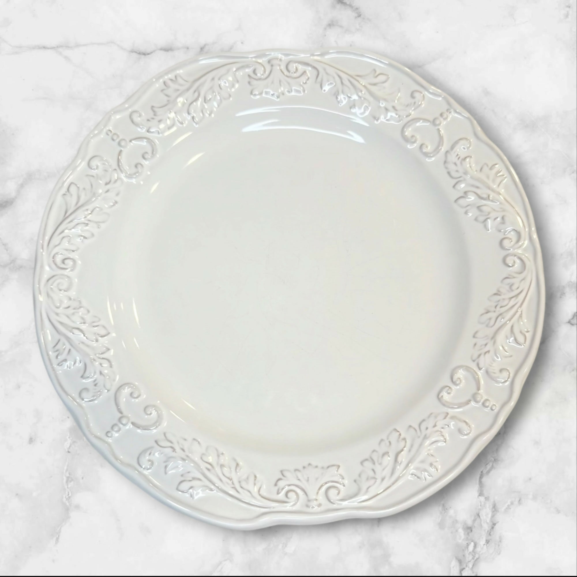 World Market White Provencal Dinner Plates | Gently Used Set of 5