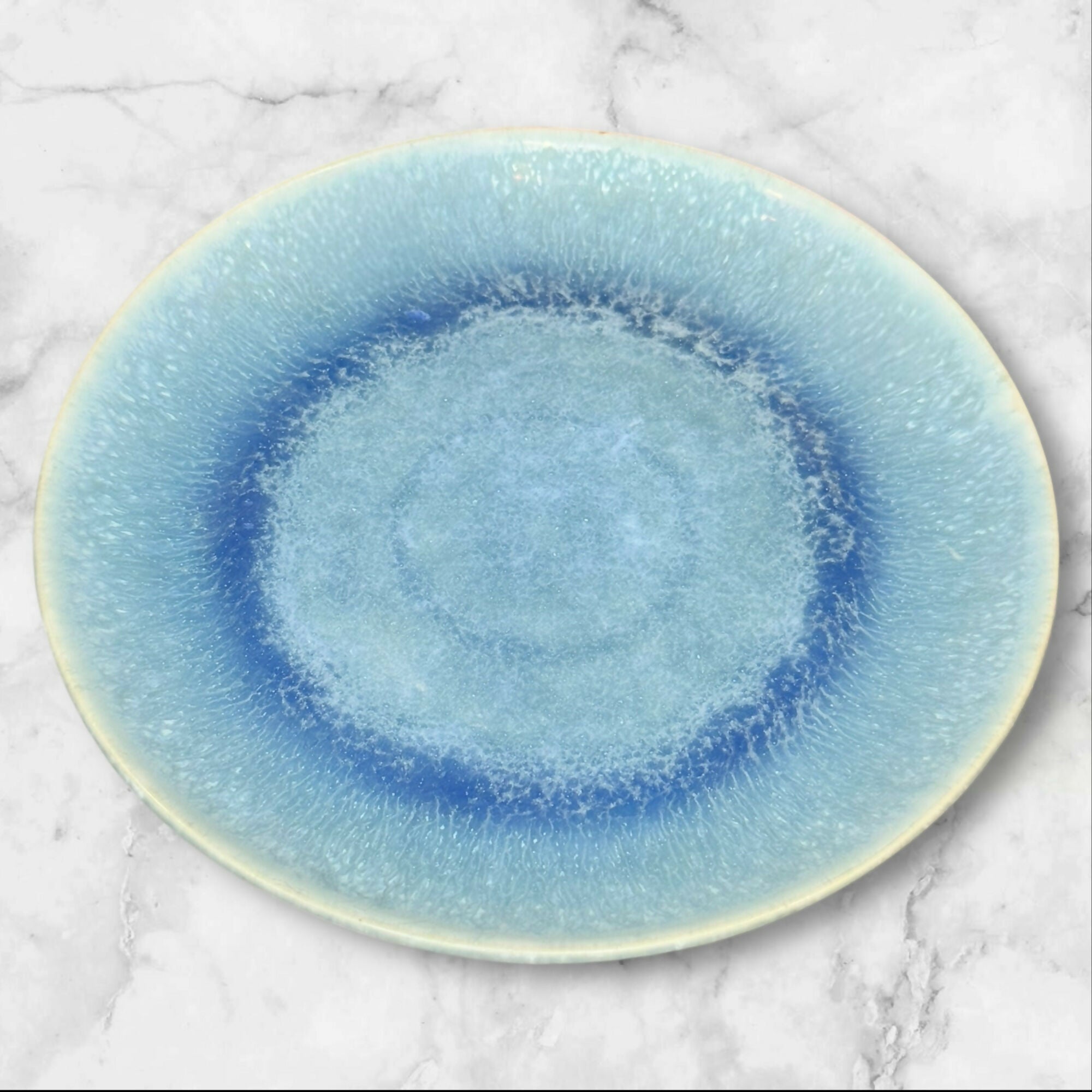 Crate & Barrel Caspian Blue Reactive Glaze Salad Plates | Set of 4 | Good Condition