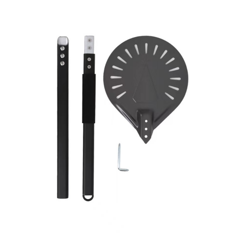 Anygleam Pizza Shovel 112.5cm Dark Grey for Perforated Peel with Metal Handle Oven Turning Baking Accessory