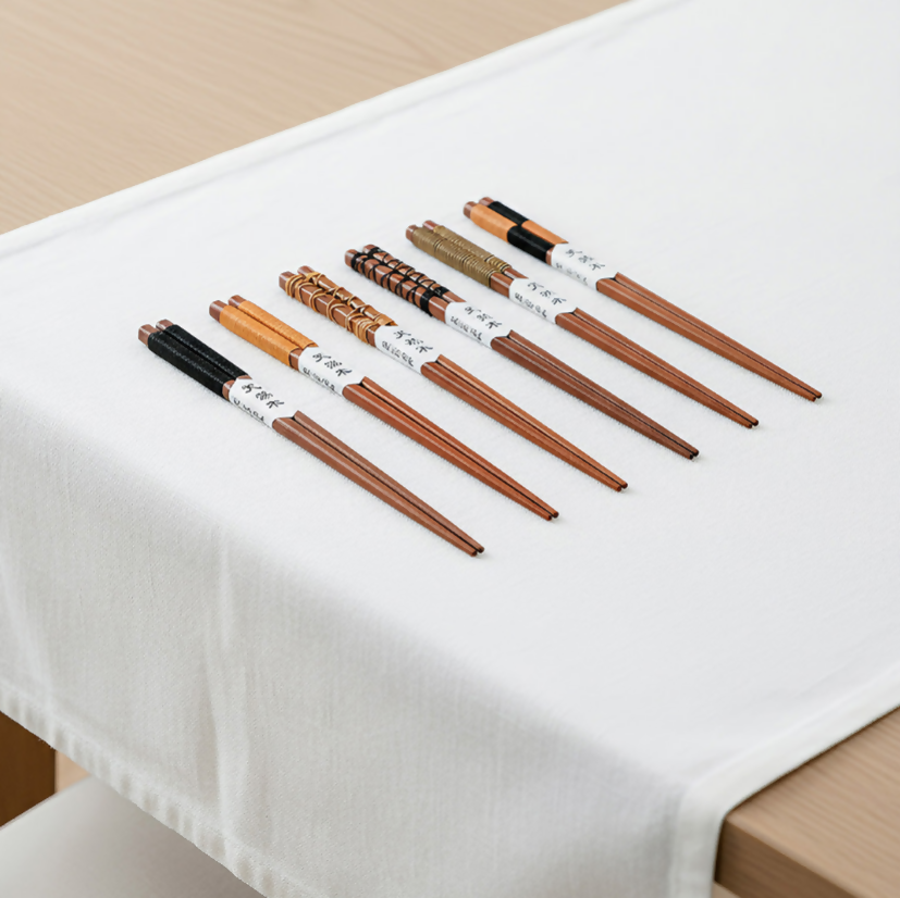 Anygleam Brown 6pairs Wooden Chopsticks Reusable Kitchen Tableware