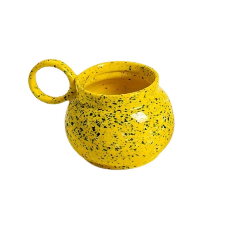 ANYGLEAM Coffee Mug Yellow With Handle Ink Design Ceramic Drinkware