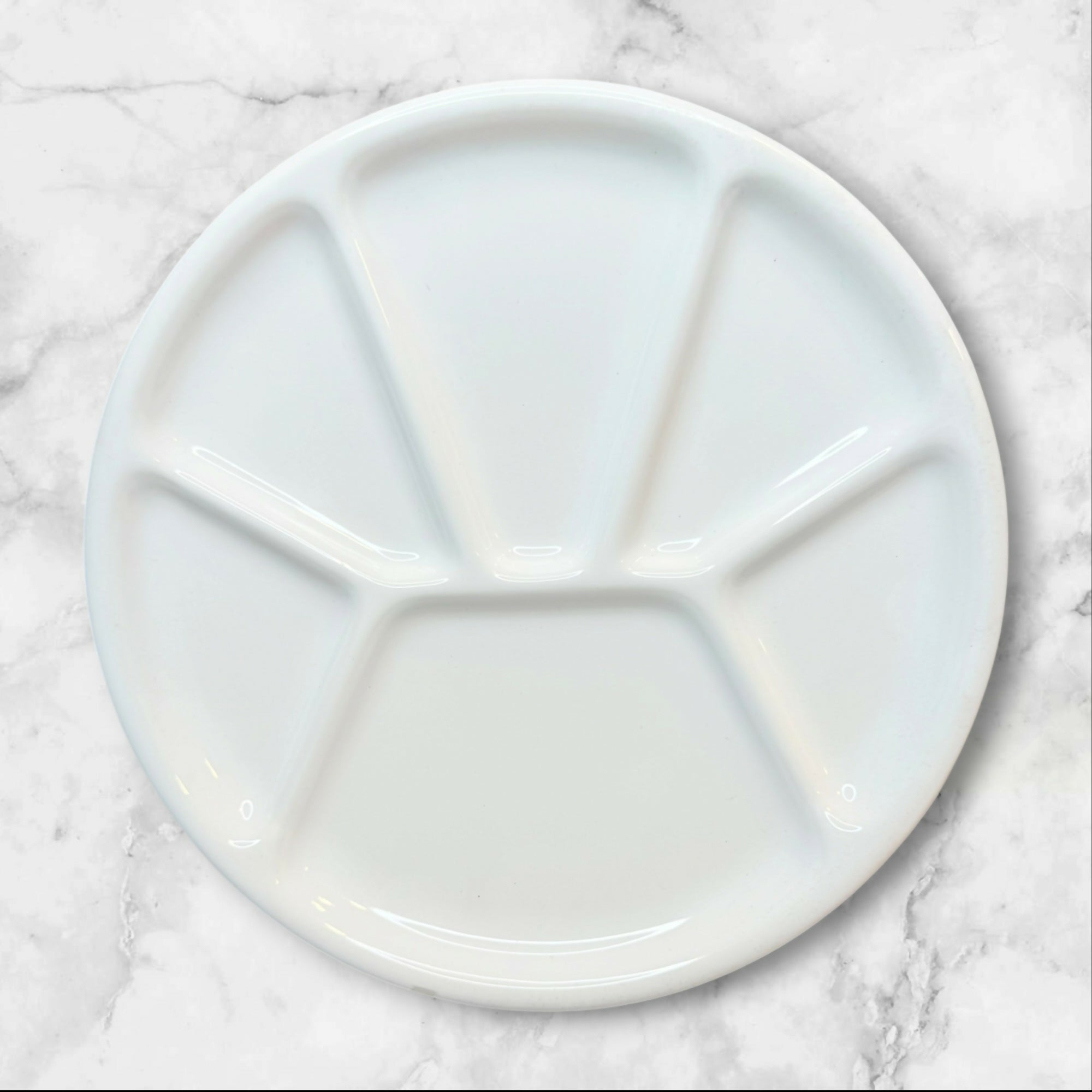 Varages France White Divided Fondue Plates Set of 4 Vintage Excellent Condition