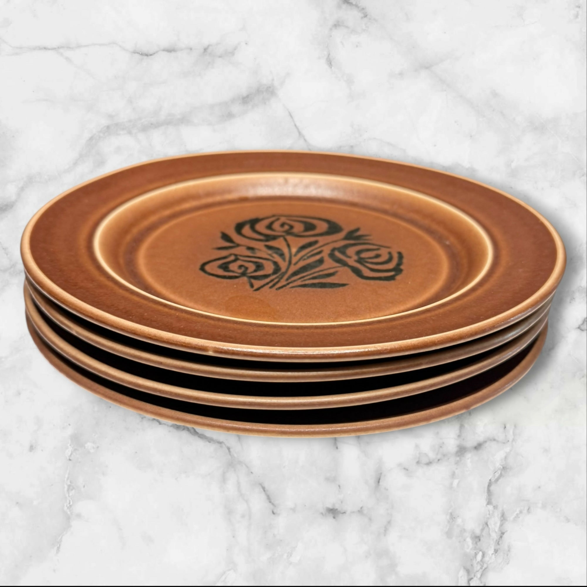 Independence Stoneware Rose Salad Plates Japan | Set of 4 | Excellent