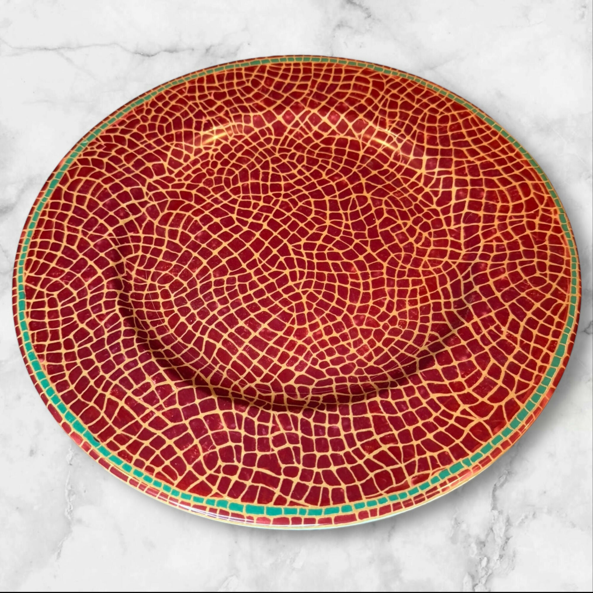 Pier 1 Mosaic Fruit Chop Plates / Round Platters | Set of 5 | Great Condition