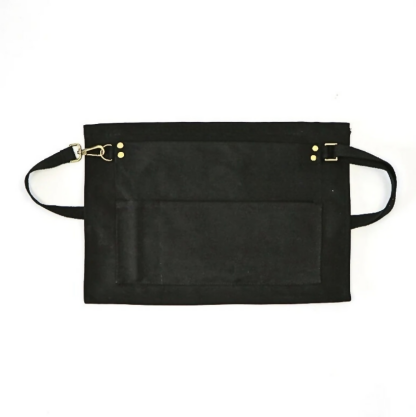 Anypron Black Kitchen Waist Apron with Pockets for Restaurant Staff