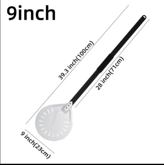 Anygleam Pizza Shovel 100cm Silver for Perforated Peel with Metal Handle Oven Turning Baking Accessory