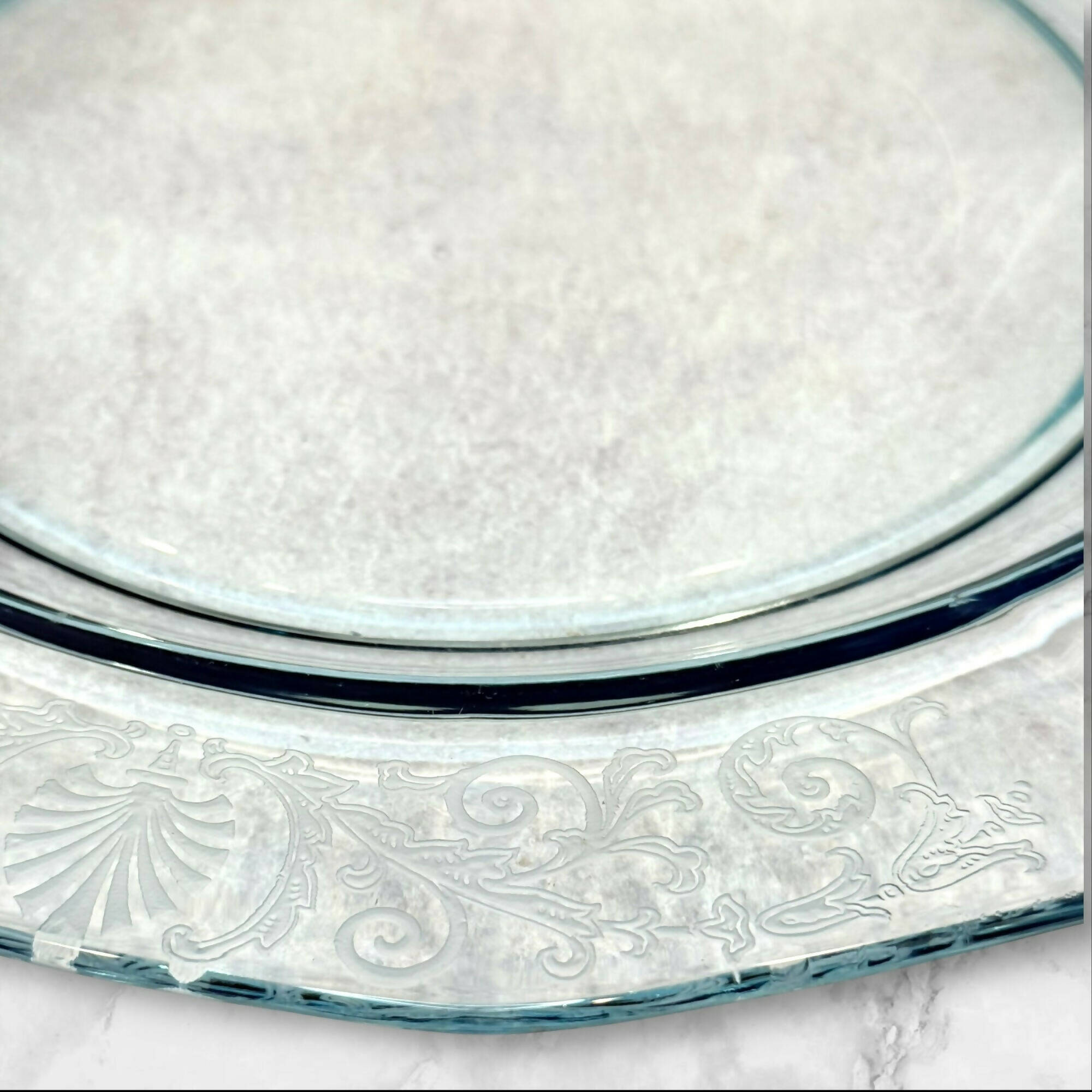 Fostoria Versailles Blue Serving Platter | 13.75” Etched Glass | Great Condition