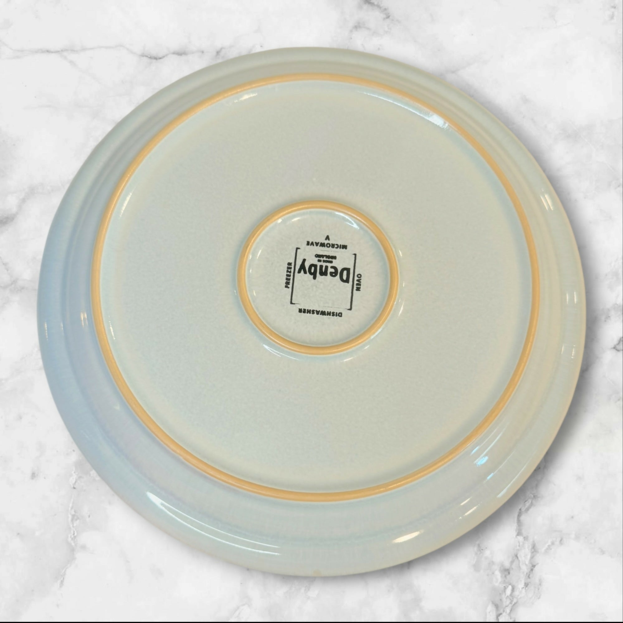 DDenby Langley Duets Taupe & Blue Dinner Plates Set of 4 Great Condition
