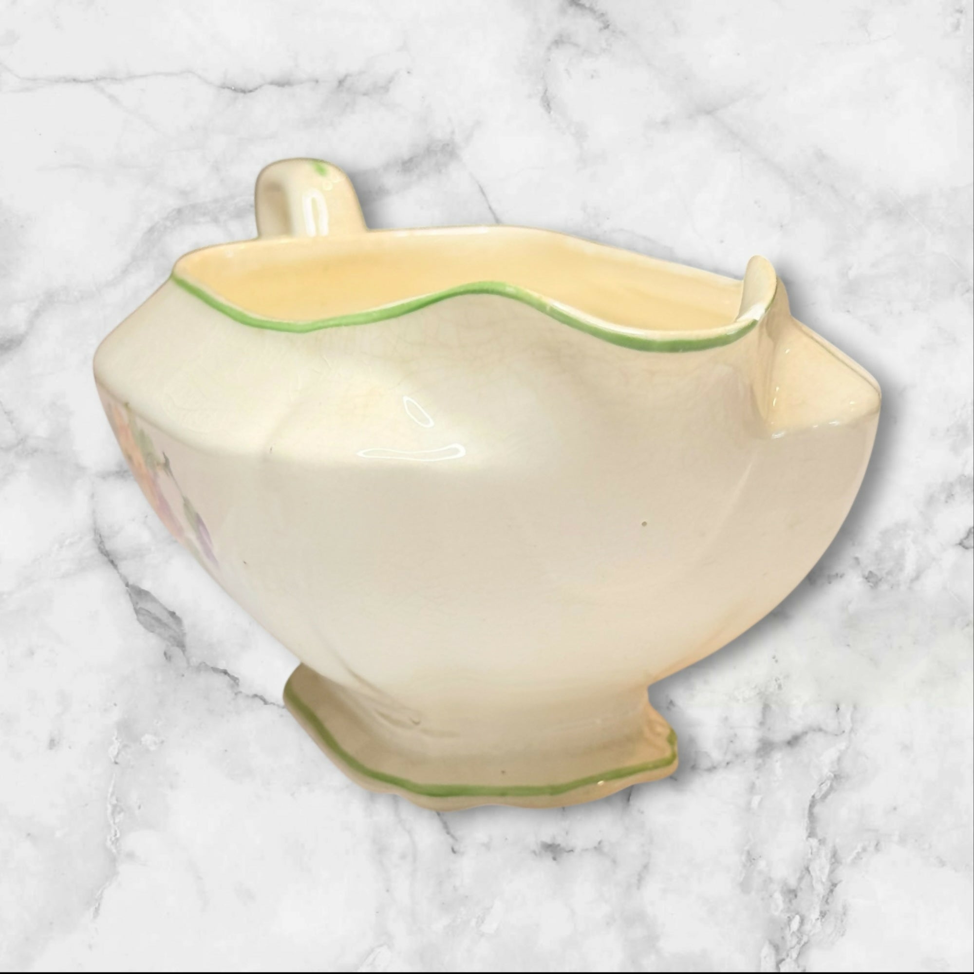 Crooksville China Floral Gravy Boat Vintage | Pink Trim | Good Condition