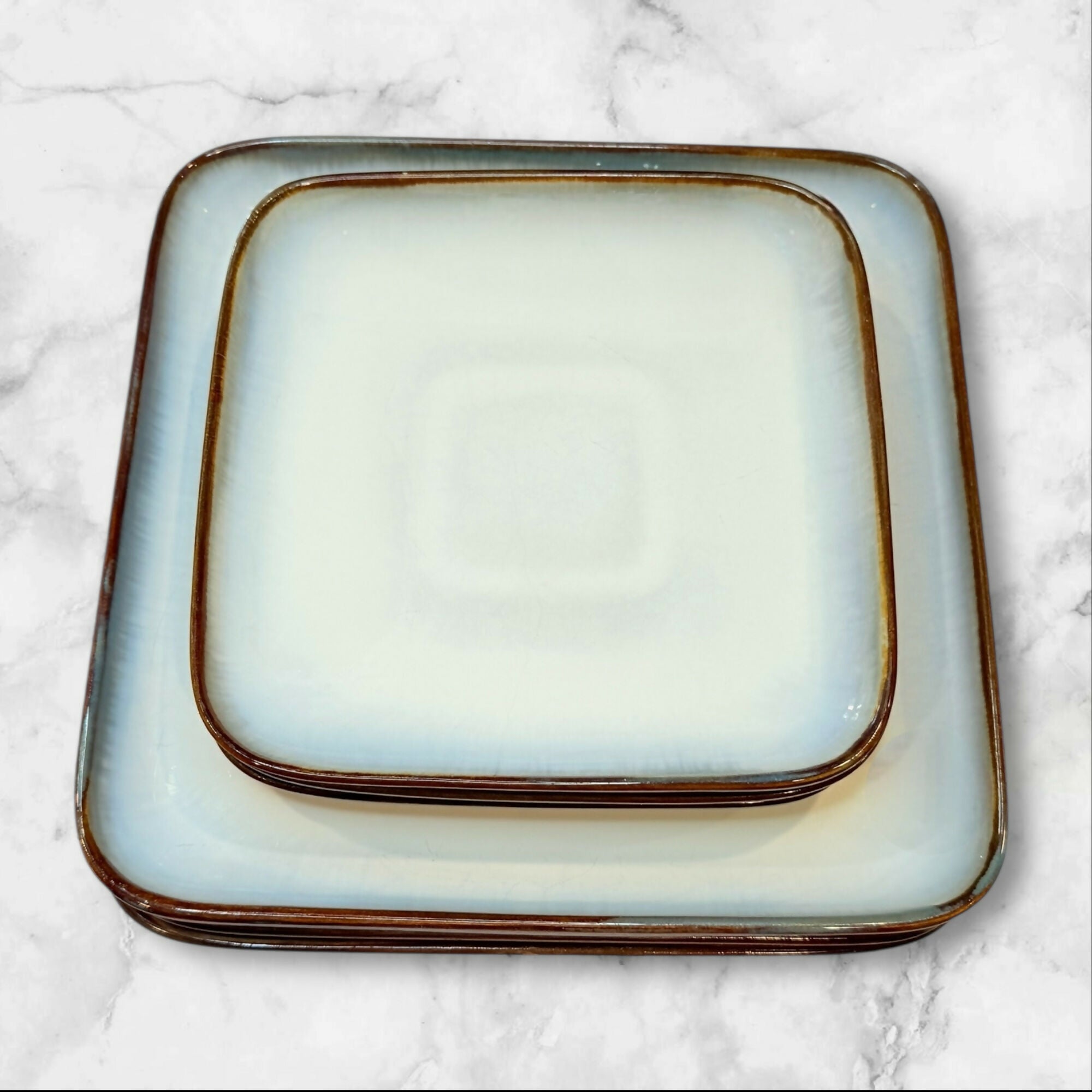 Sango Concepts Avocado Square Plates Dinner & Salad Set of 6 | Great