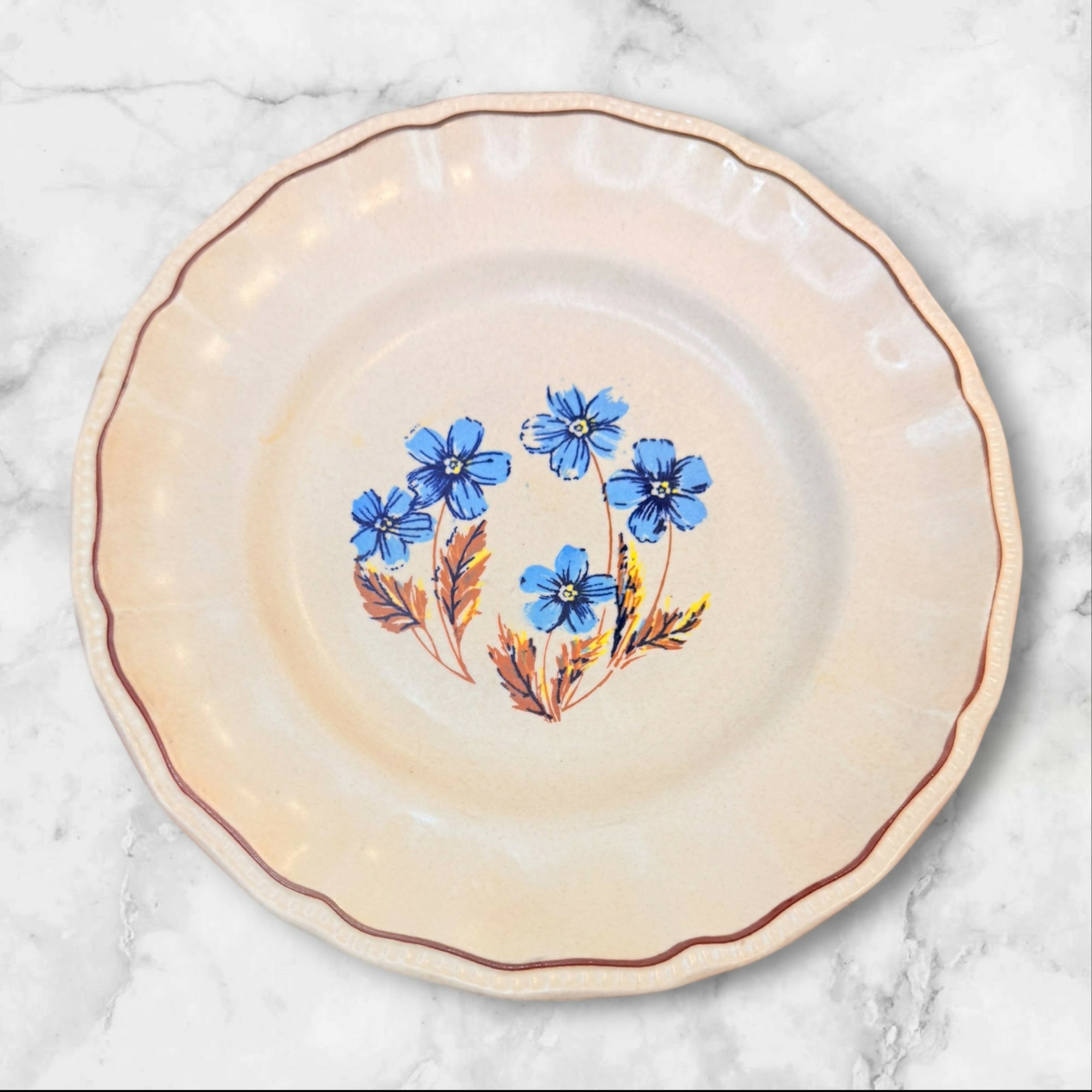 Kensington England Blue Floral Ironstone Dinner Plates Set of 4 | Good Condition