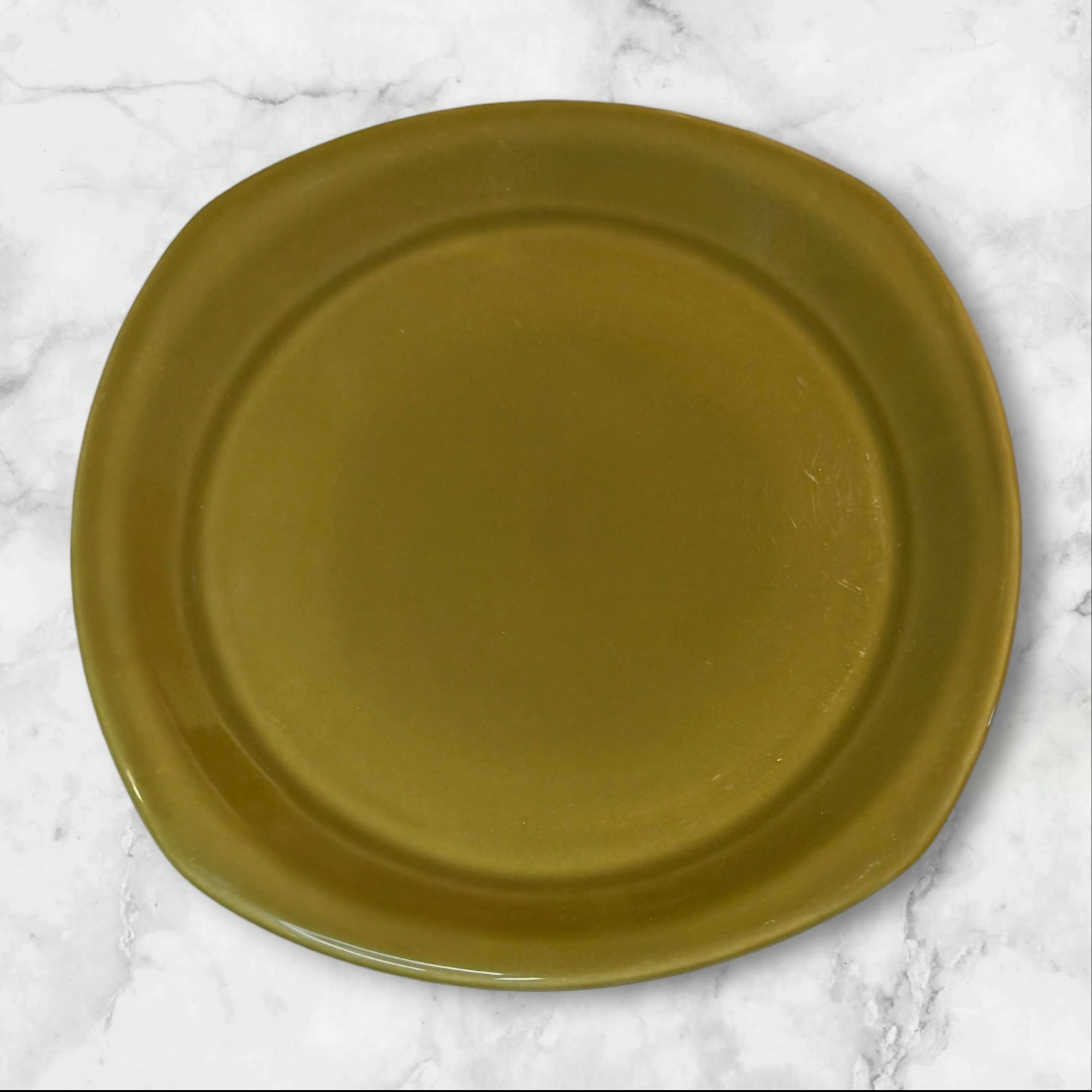 World Market Quad Olive Green Salad Plates | Set of 4 | Excellent Condition