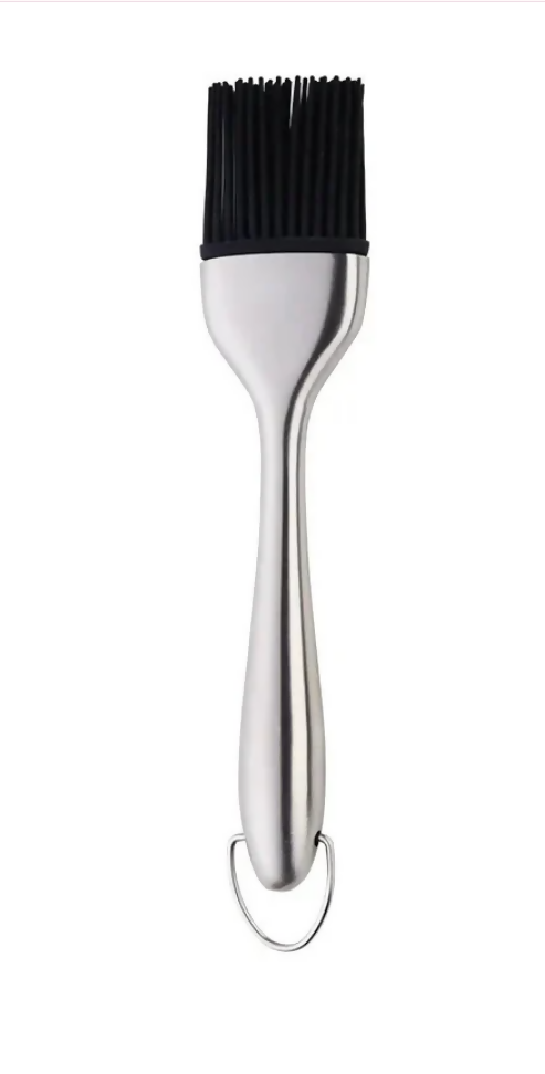 Anygleam BBQ & Baking Brush – Silver Bristles, Stainless Steel Handle