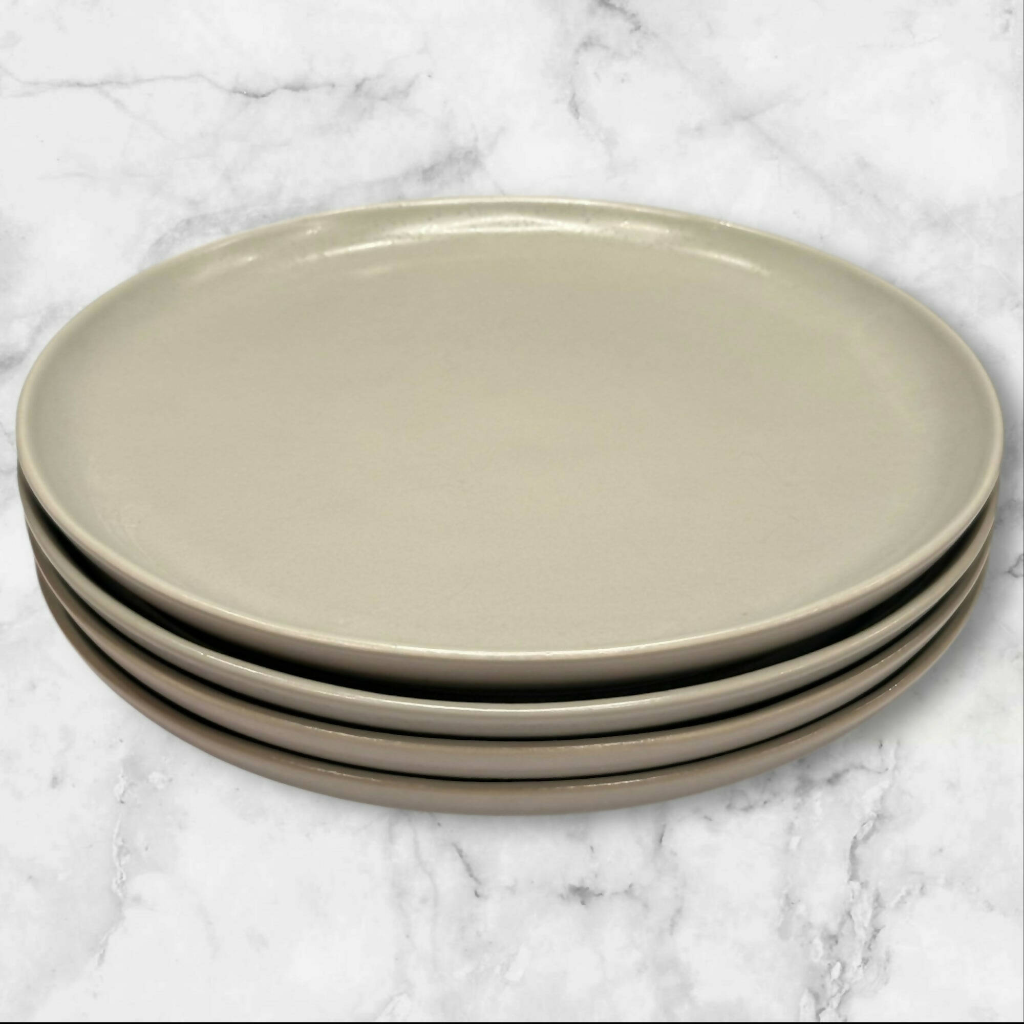Crate & Barrel Mercer Grey Dinner Plates | 10.75” Porcelain Set of 4 | Excellent Condition