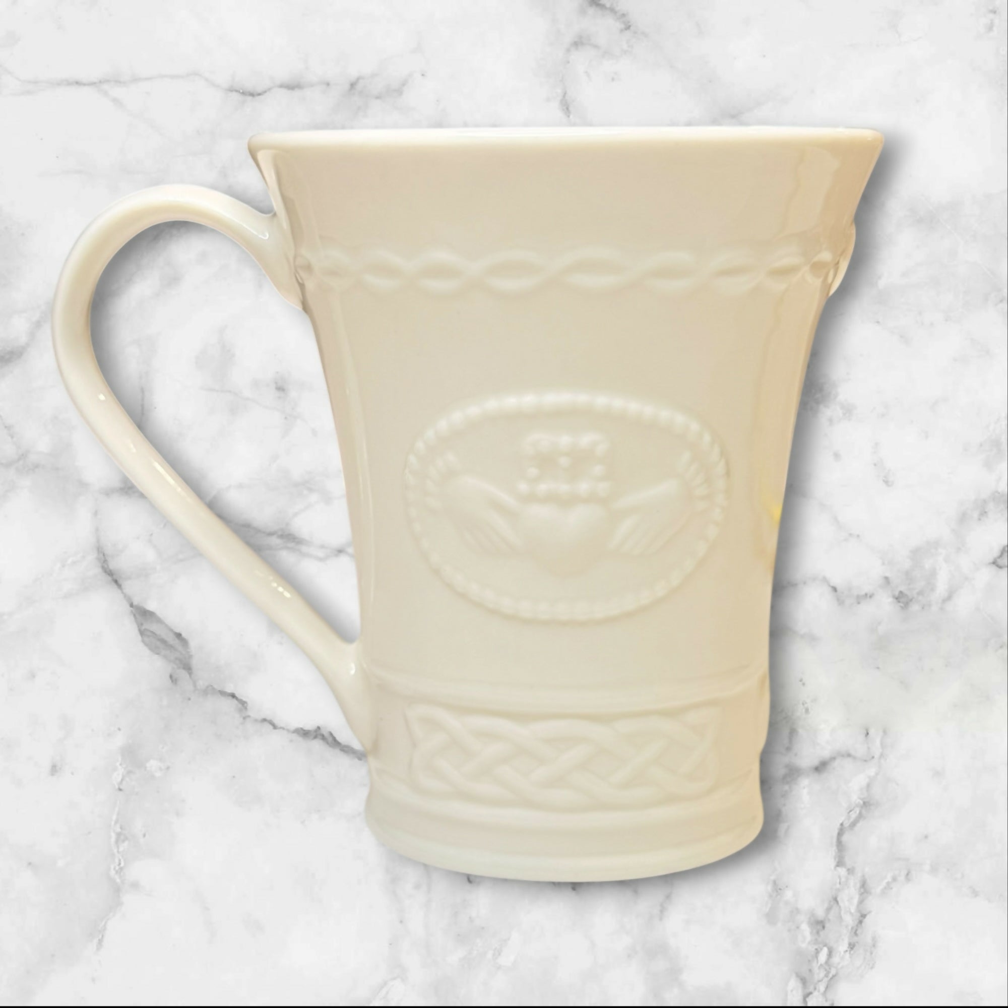 Belleek Claddagh Porcelain Mug Set of 2 | Irish Creamware | Excellent Condition