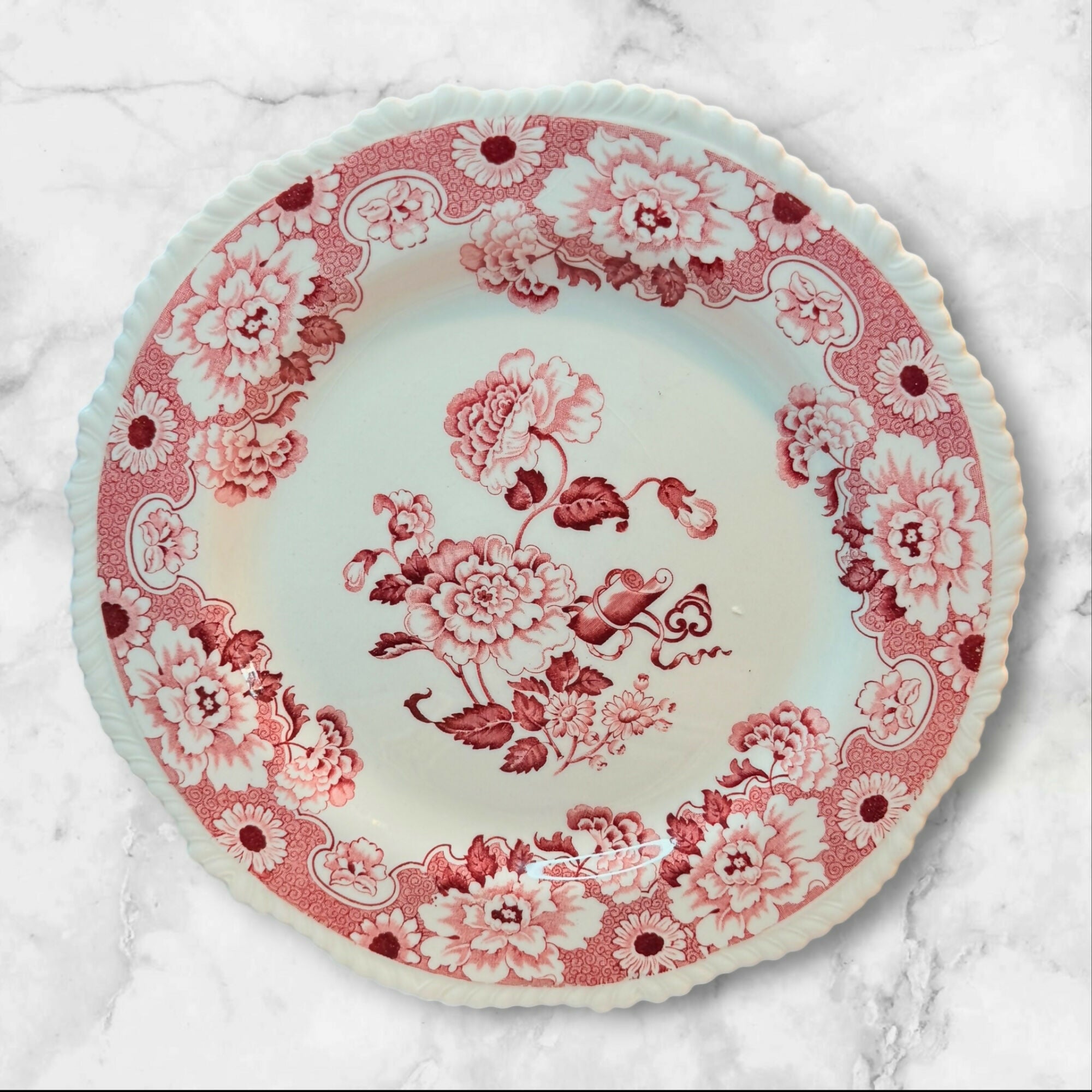 Wood & Sons Cambridge Red Transferware Dinnerware Set of 8 | Great Condition