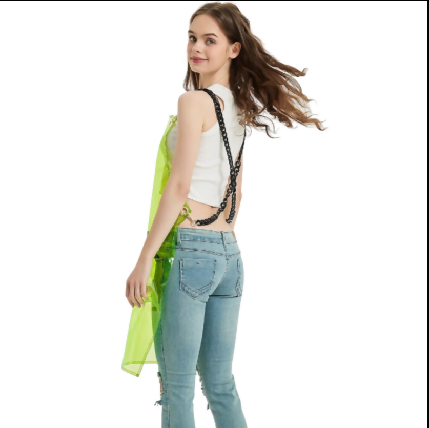 Anypron Barber Apron Green Waterproof Cross-Back 3 Pockets for Stylists