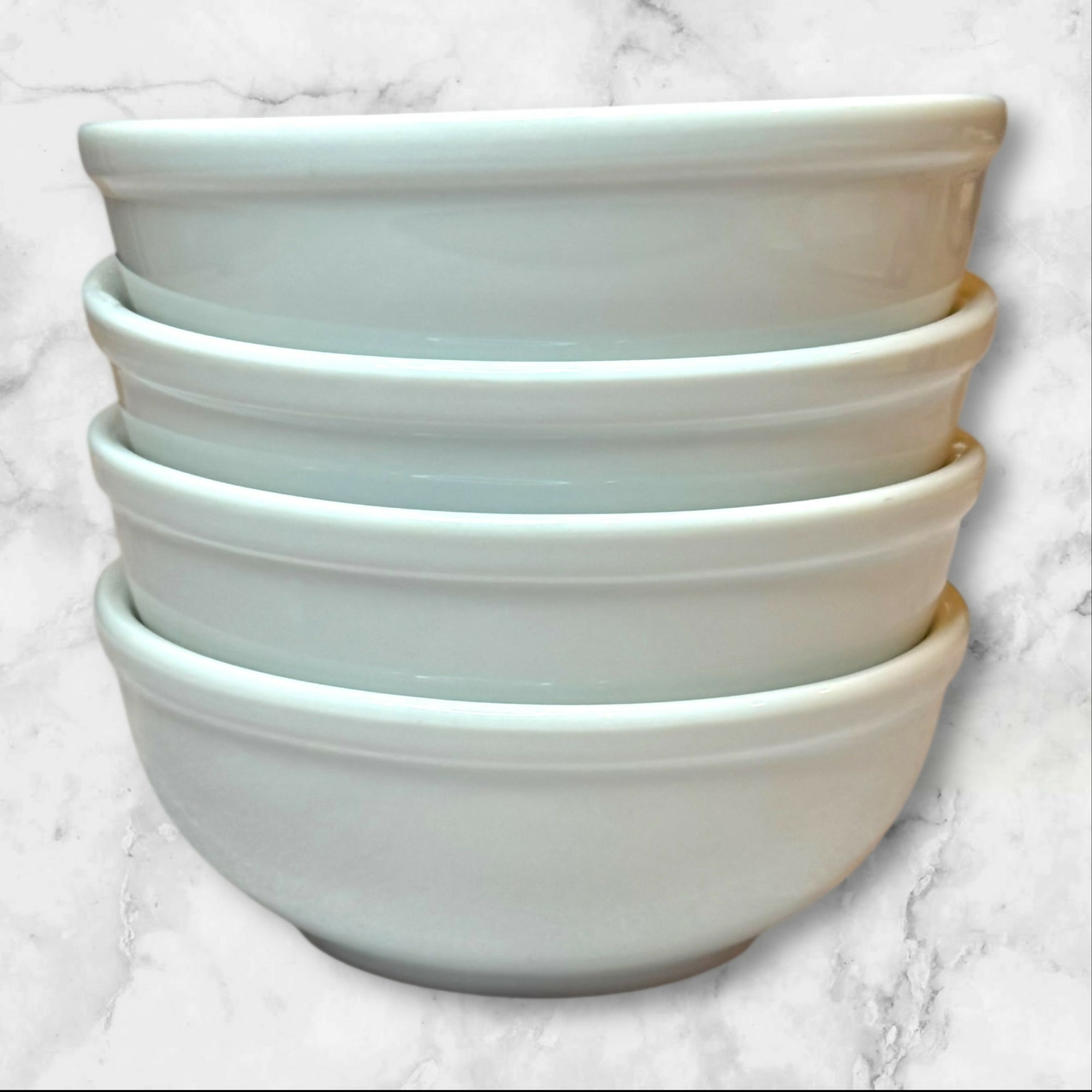 Crate & Barrel White Stoneware Bowls | Set of 4 | Made in Poland | Great Condition