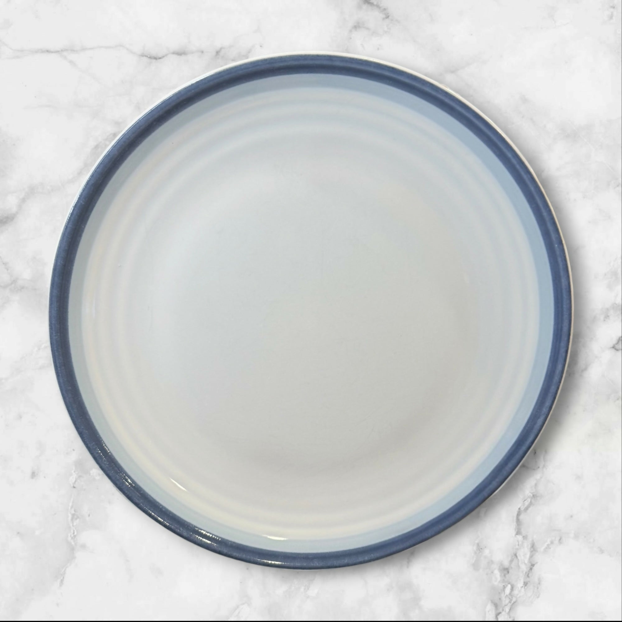 Pfaltzgraff Sky Dinner Plates Set of 4 Blue Rim Stoneware Excellent