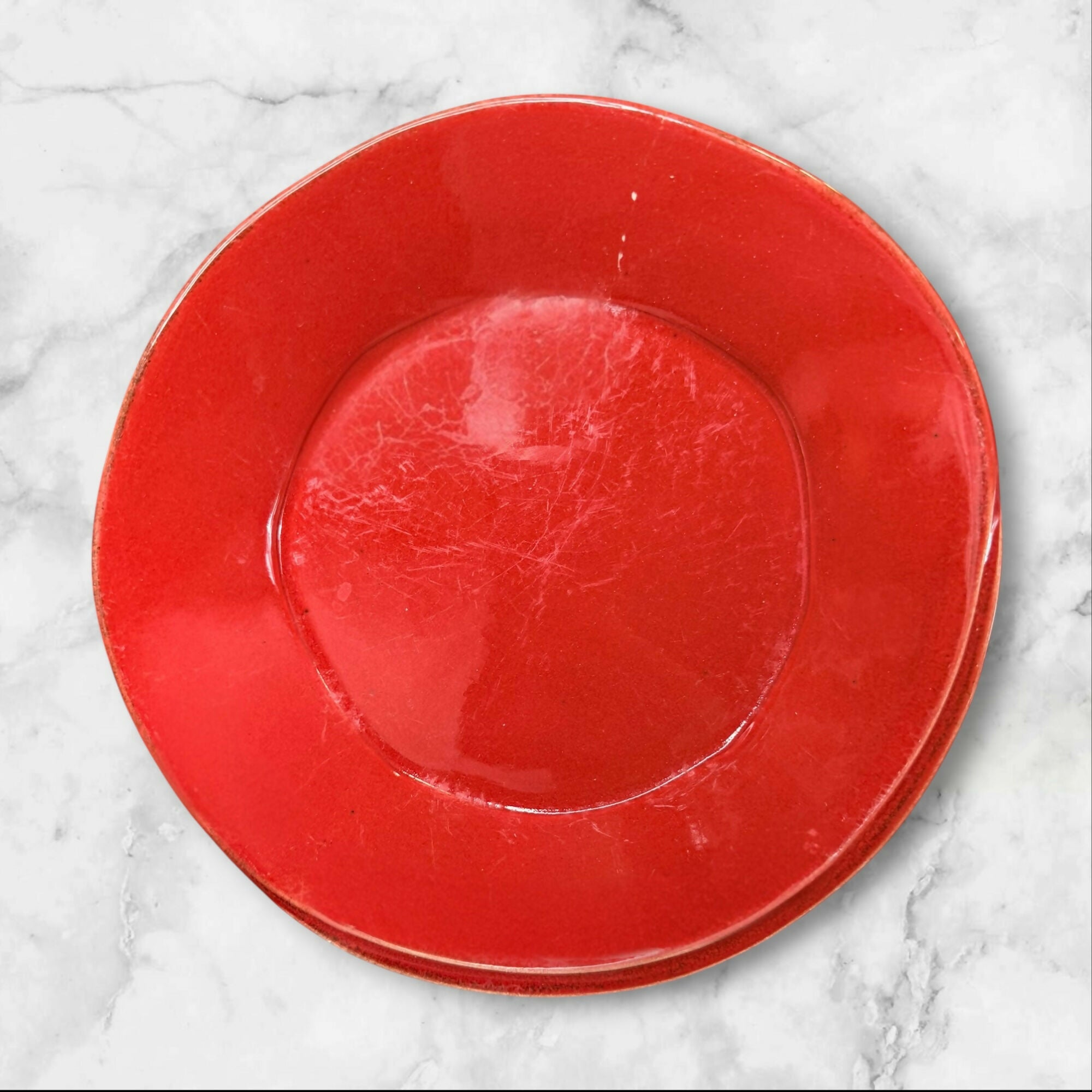 Vietri Lastra Red Pasta Bowls | Set of 6 | Fair Condition