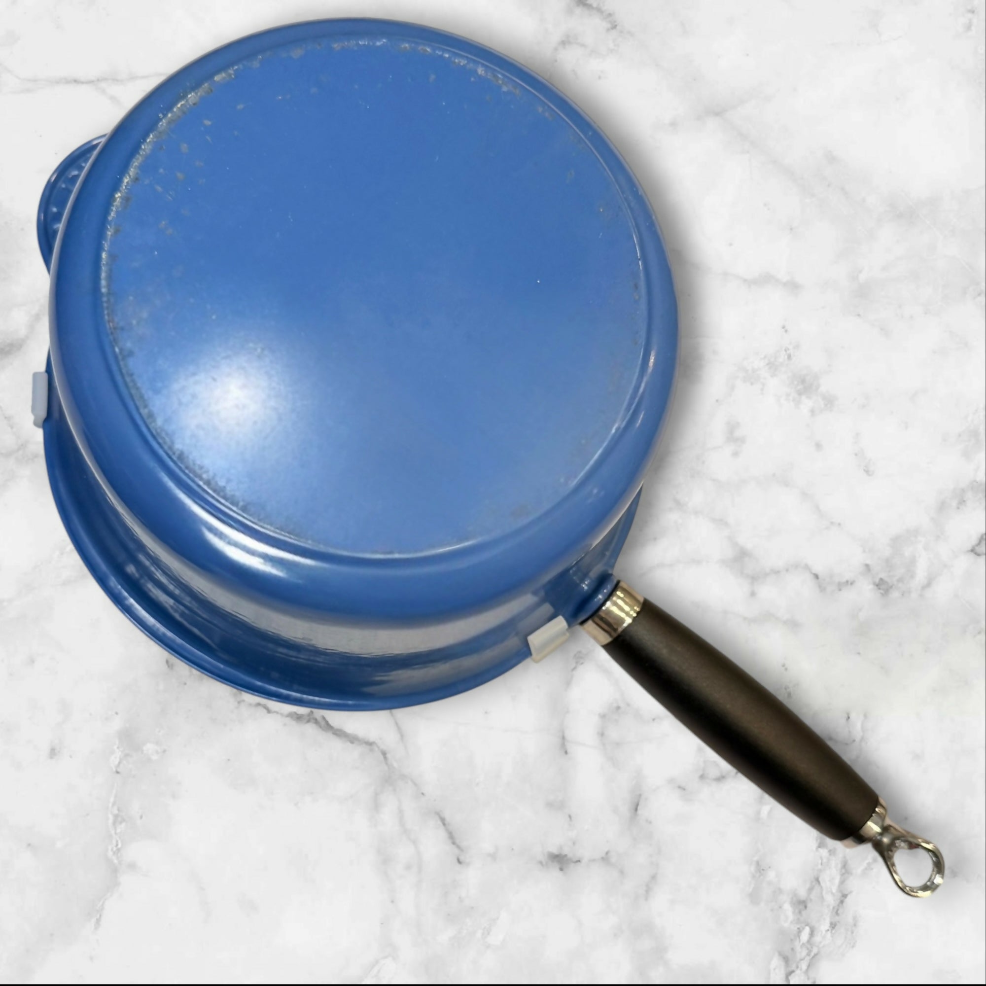 Vintage Le Creuset Blue Enameled Cast Iron Saucepan w/ Lid Excellent Condition