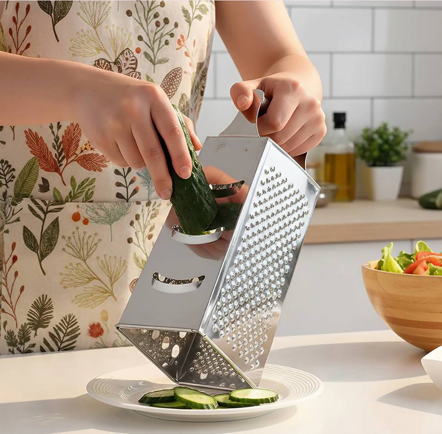 Anygleam Silver Stainless Steel Food Slicer – Multi-Function Kitchen Tool for Fruits, Vegetables & More