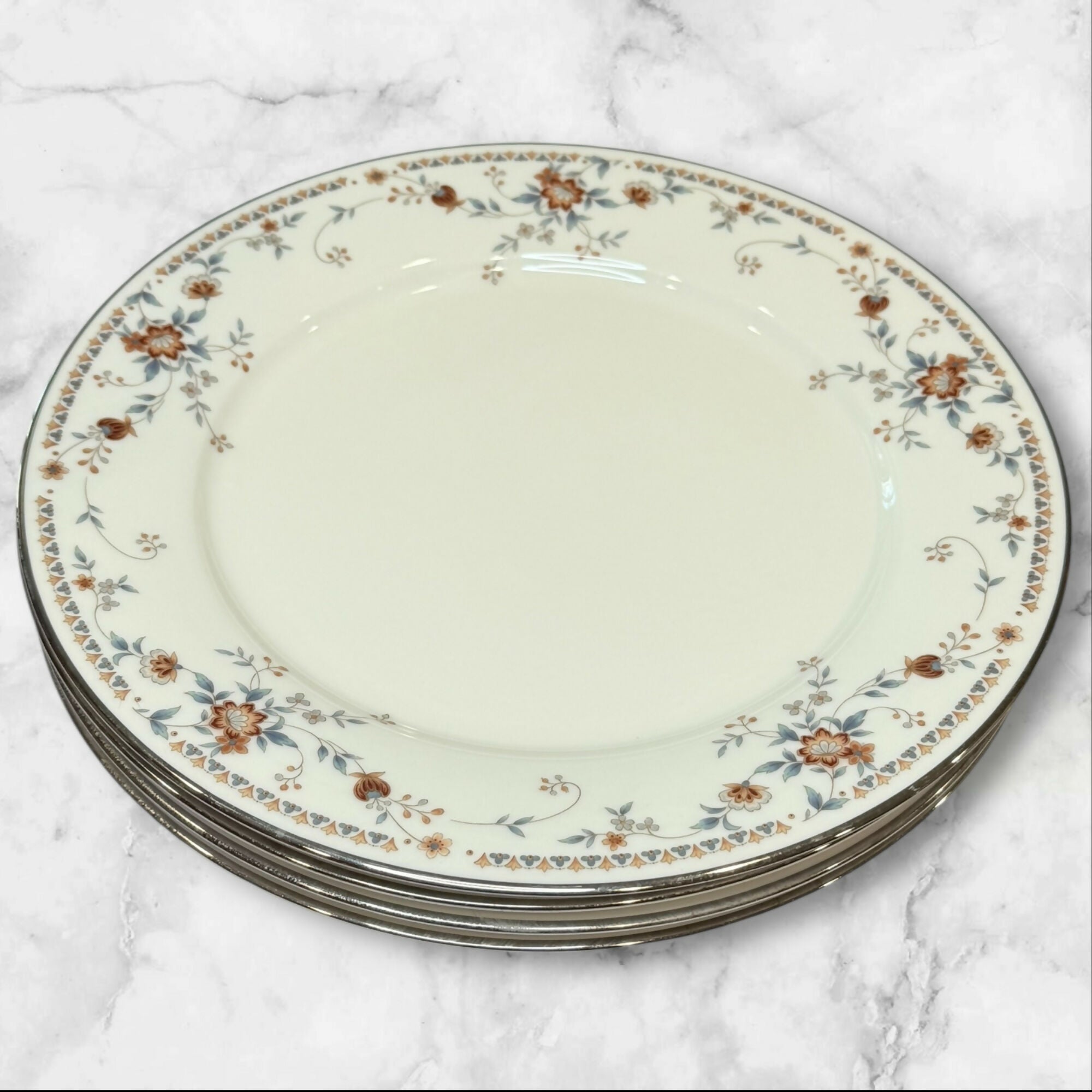 Noritake Adagio Dinner Plates | Set of 4 | Floral Rim | Excellent Condition