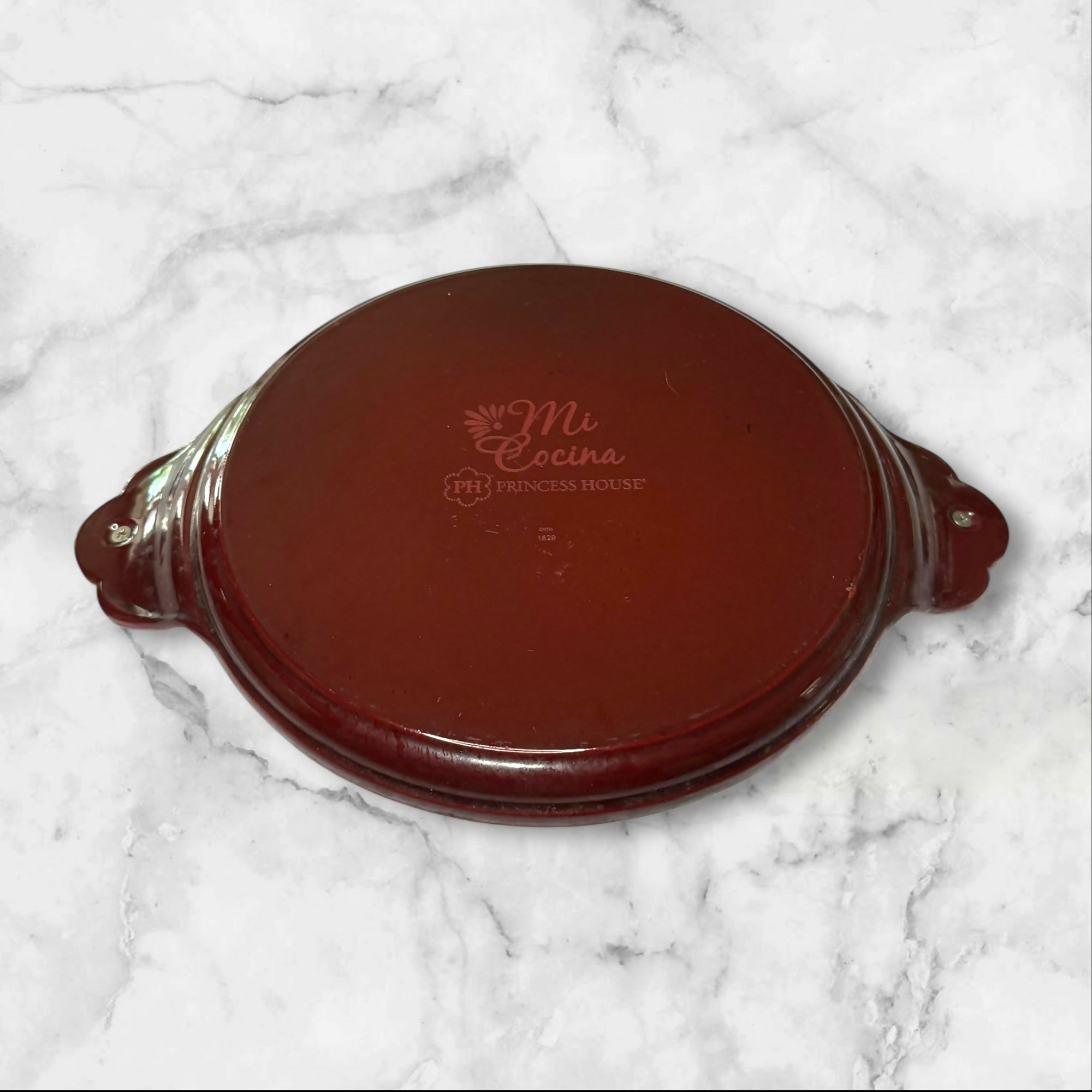 Princess House Mi Cocina Red Cast Iron Oval Griddle | 14” Handle | Great Condition
