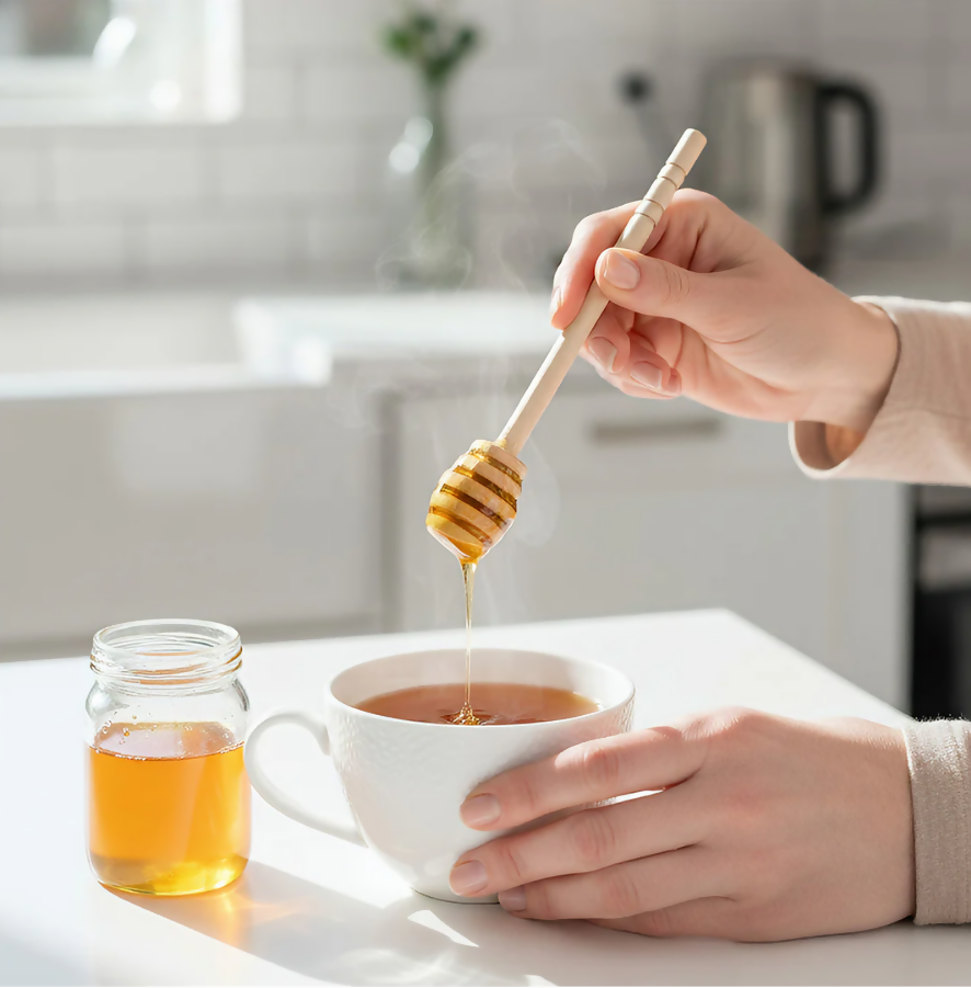 Anygleam Natural Brown 10pcs Wooden Honey Spoon Dipper Sticks Kitchen Tableware