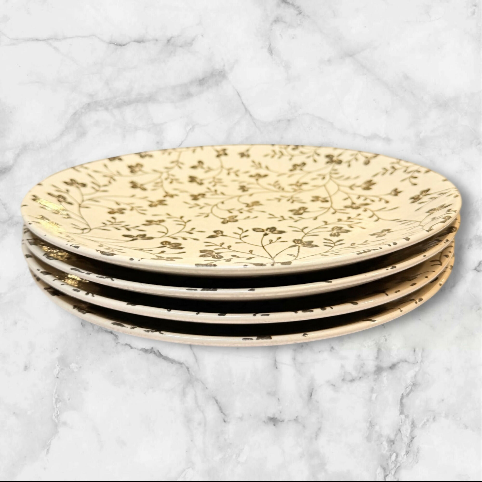 Sango Fresh Flowers Black Dinner & Salad Plates | Set of 8 | Gently Used