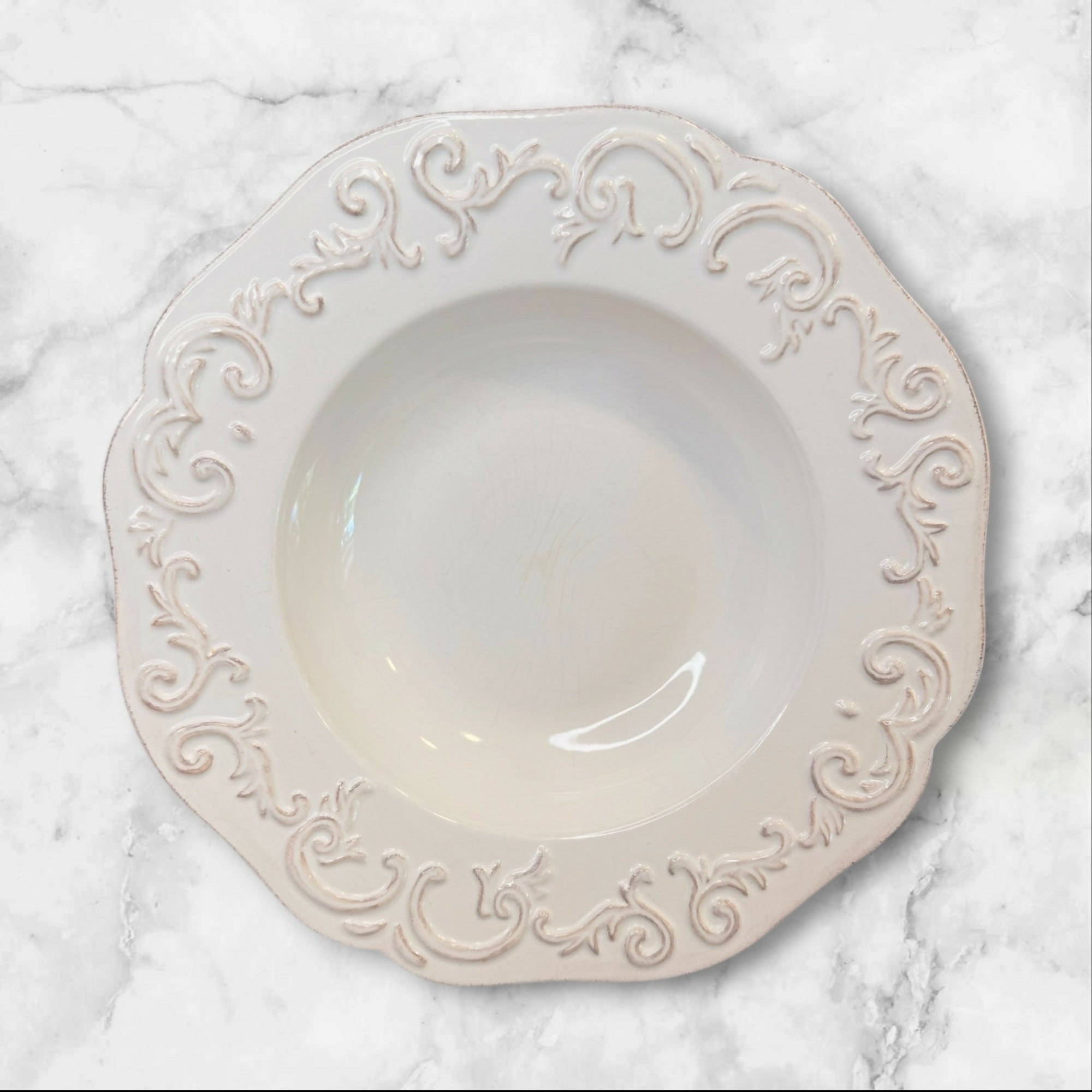 Sur La Table Baroque Embossed Pasta Bowls | Set of 6 | Gently Used