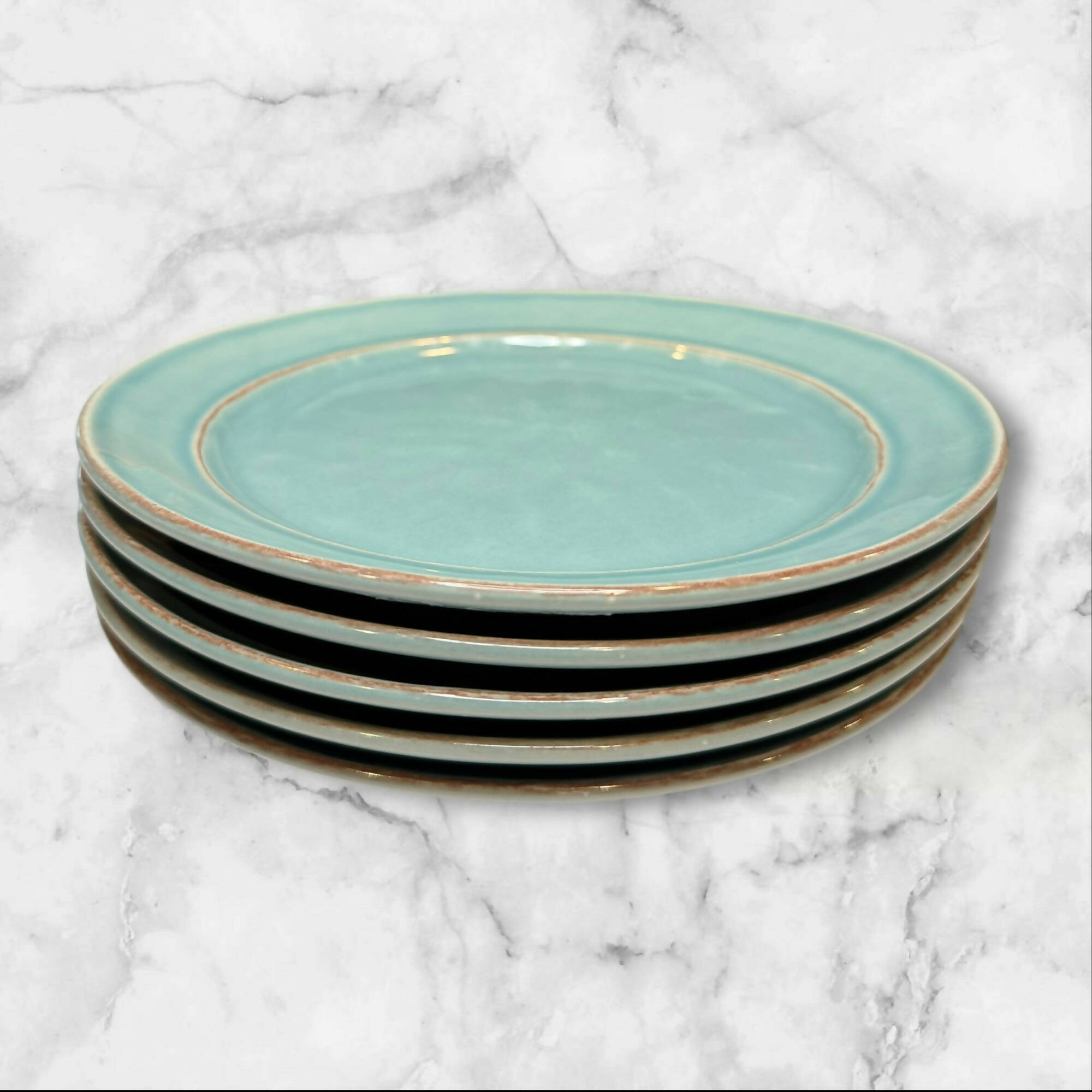 Pottery Barn Cambria Turquoise Salad Plates | Set of 5 | Very Good Condition